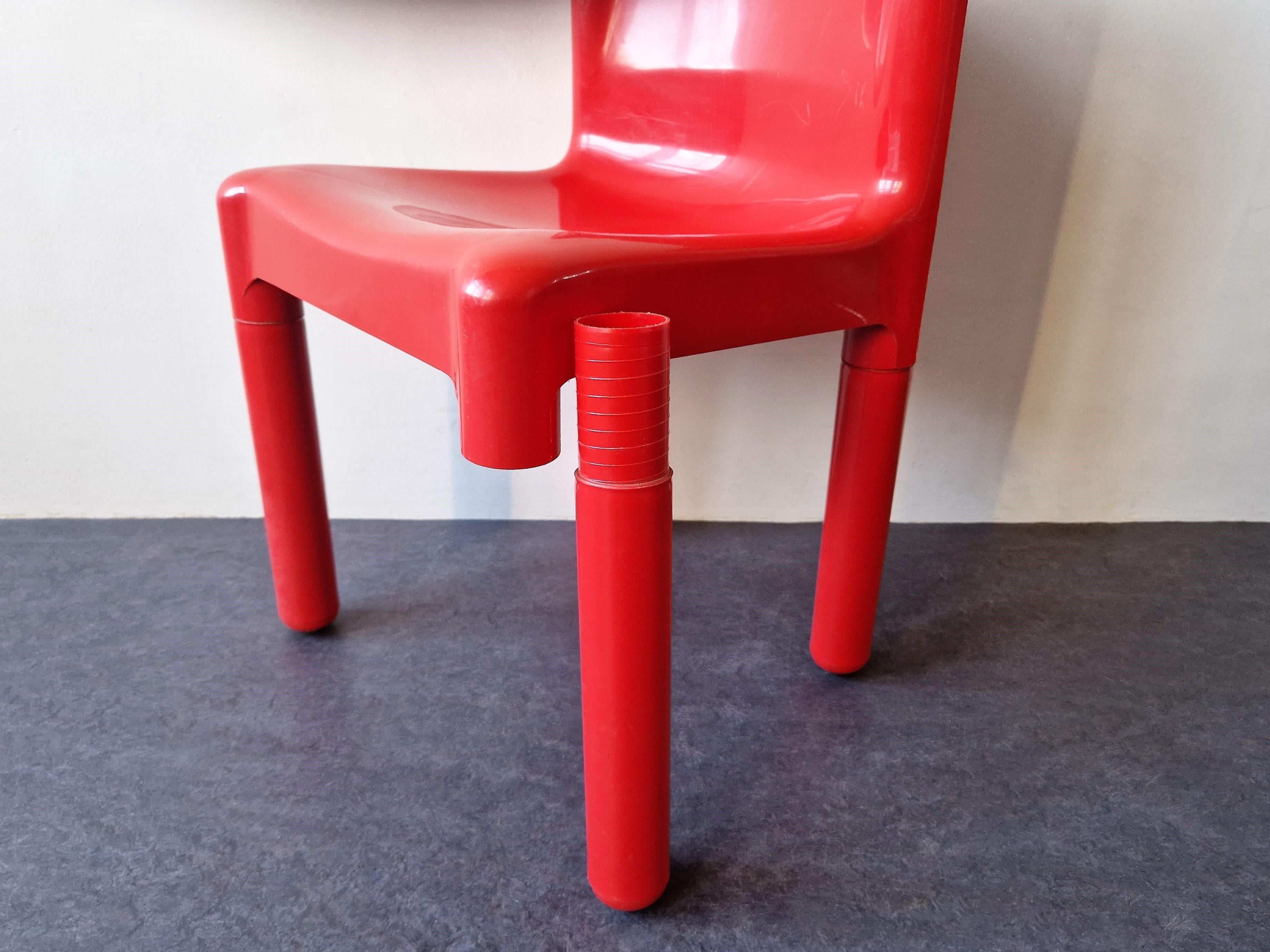 Chaise rouge 4875 de Carlo Bartoli pour Kartell, Italie 1972 Bon état - En vente à Steenwijk, NL