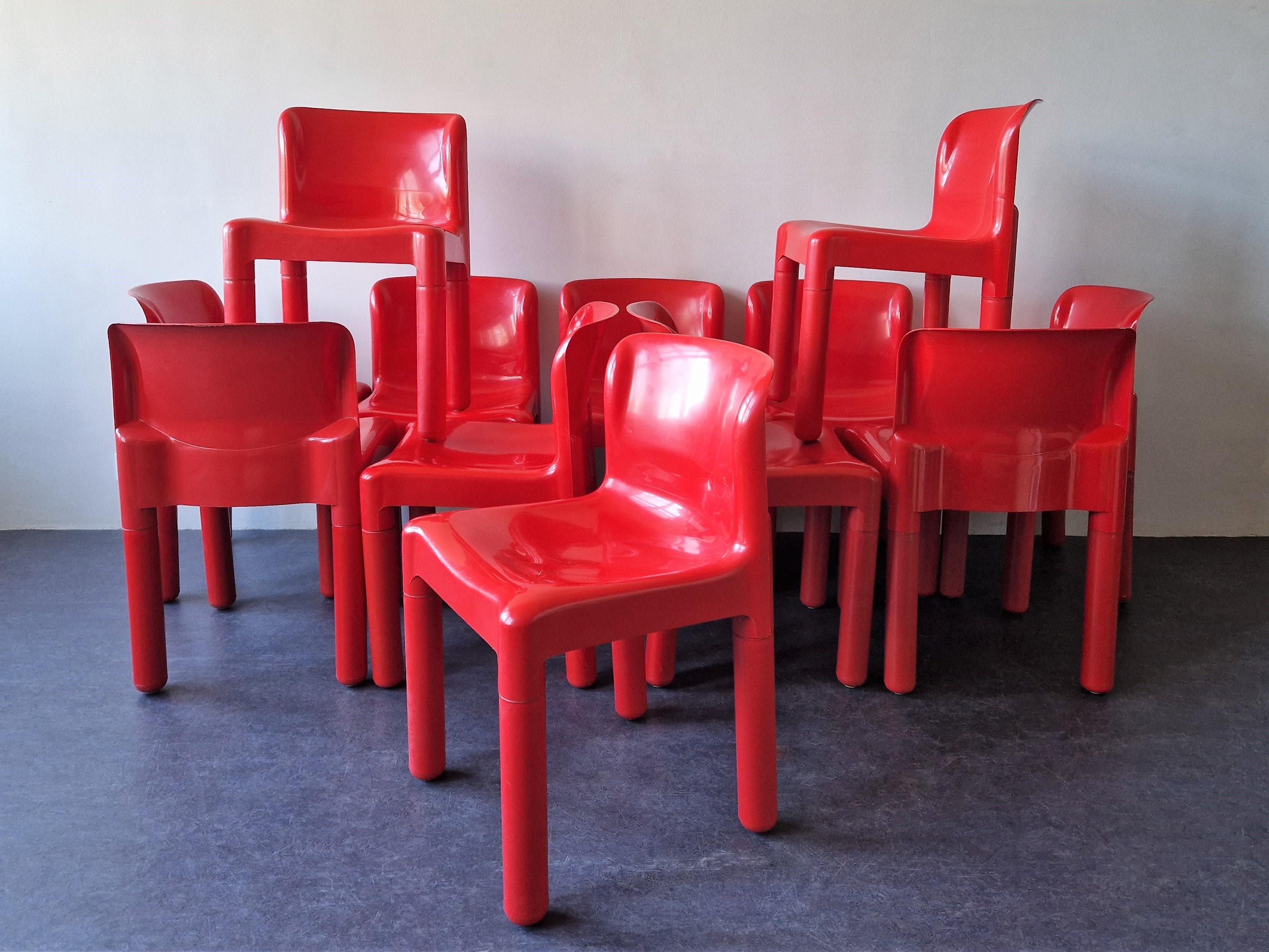 Chaise rouge 4875 de Carlo Bartoli pour Kartell, Italie 1972 en vente 1