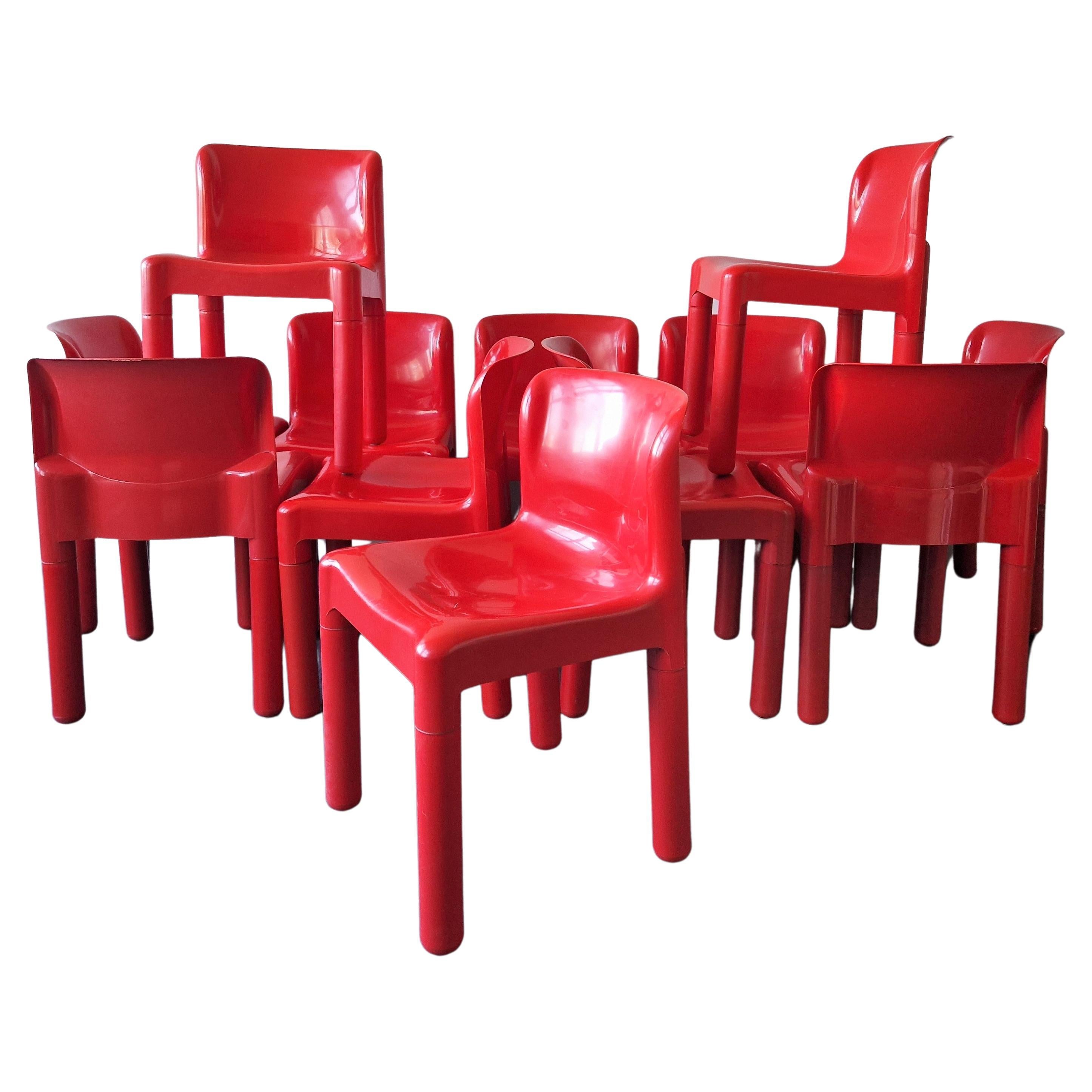 Chaise rouge 4875 de Carlo Bartoli pour Kartell, Italie 1972