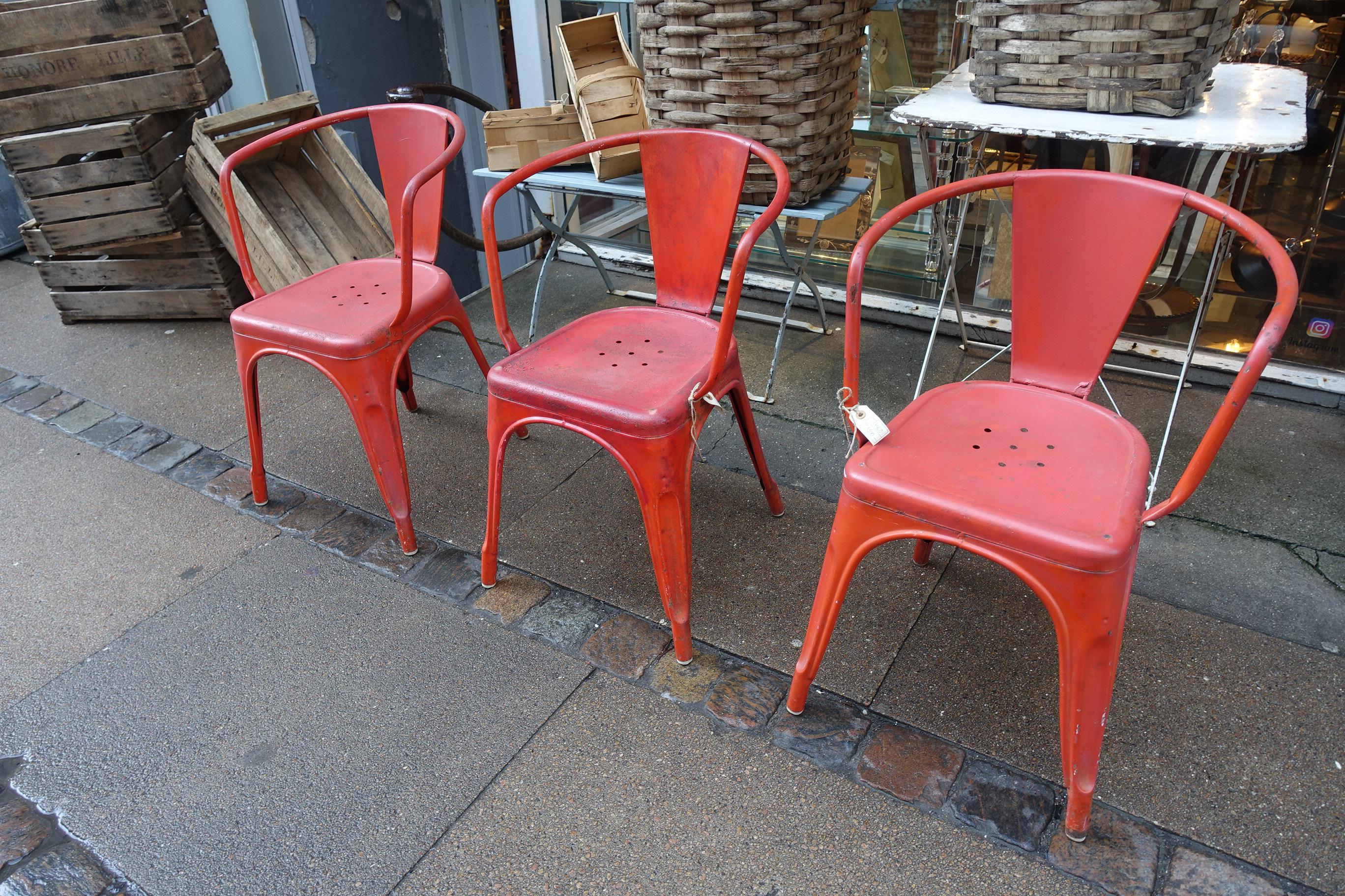 Métal Chaise Tolix rouge A56, France en vente