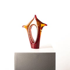 Sculpture abstraite du milieu du siècle dernier en verre de Murano incrusté de feuilles d'or, années 1960