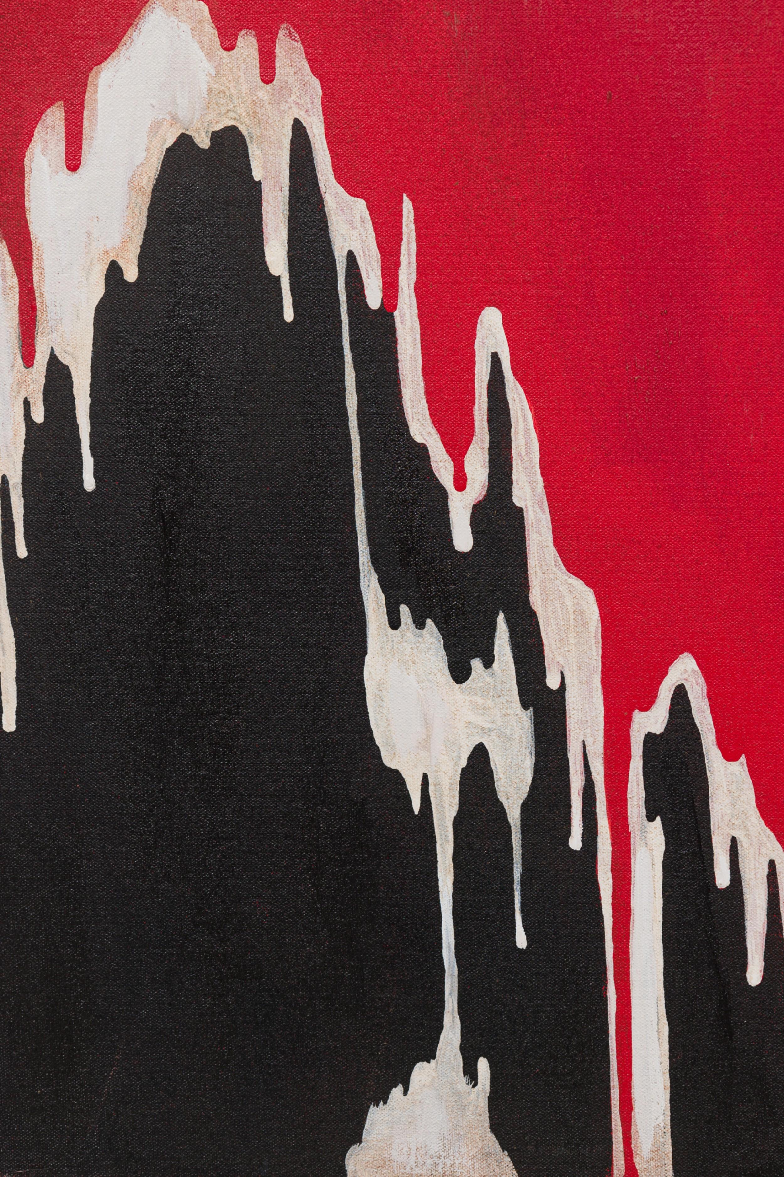 Pintura abstracta roja Pintado a mano en venta