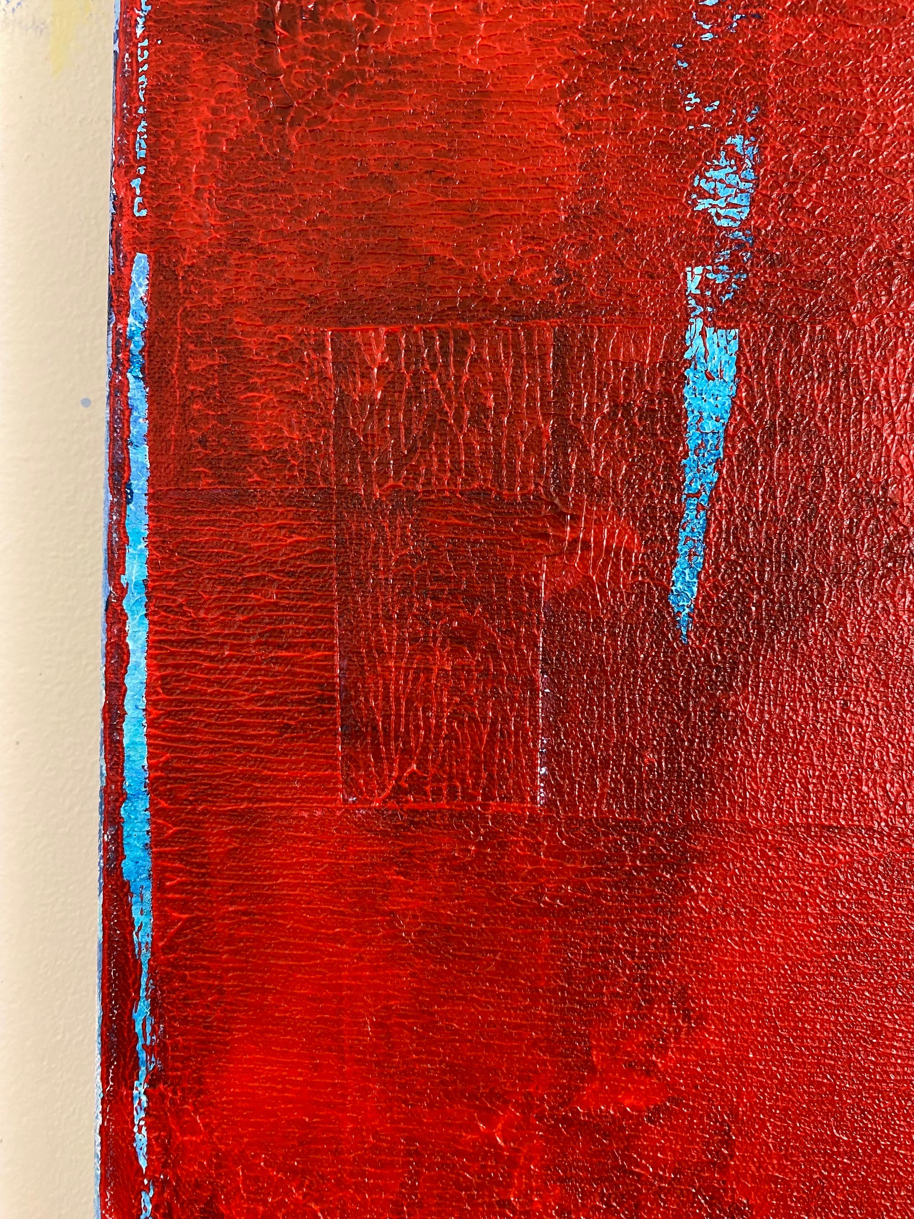 Modern Red Contemporary Abstract Painting Titled 