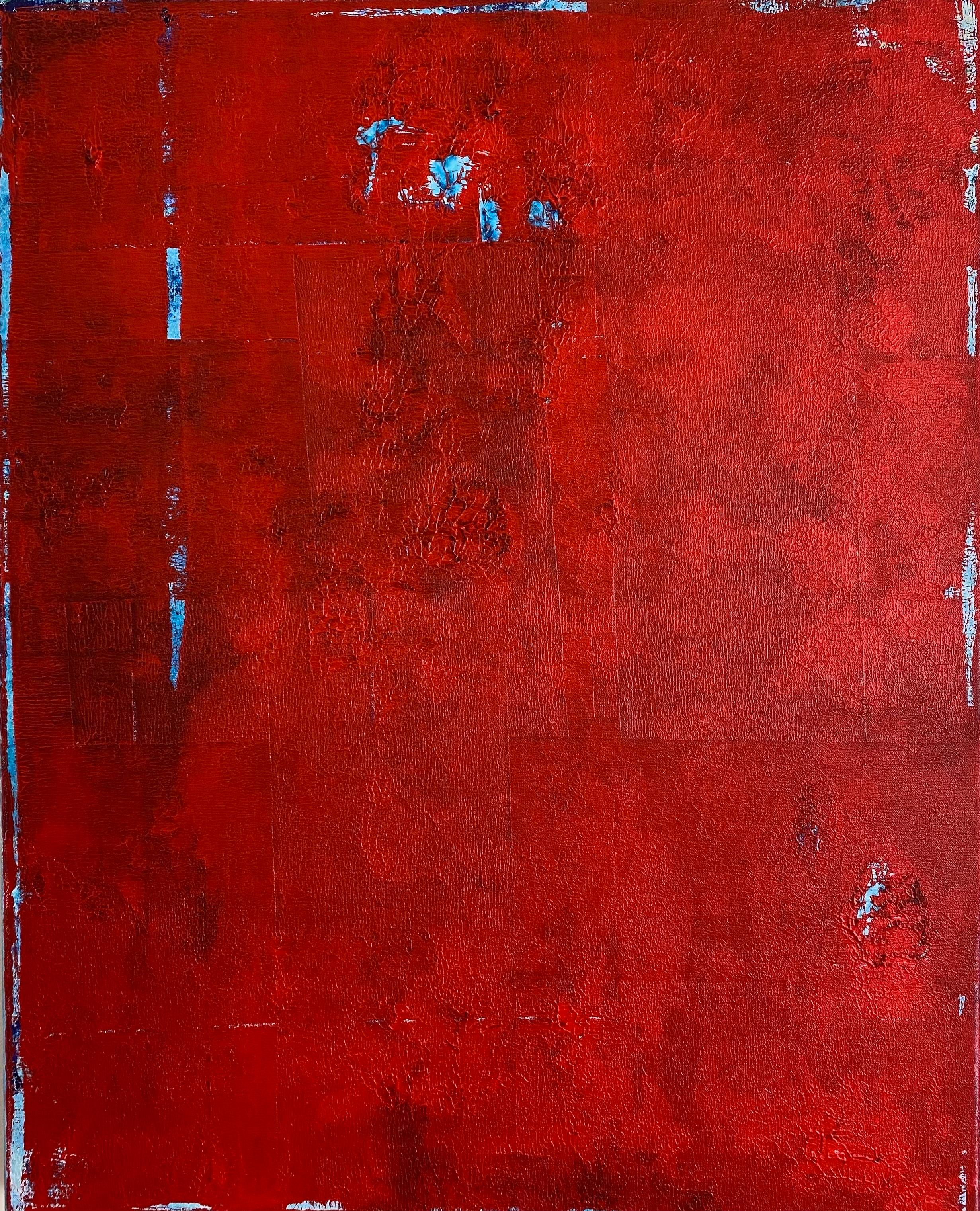 Painted Red Contemporary Abstract Painting Titled 