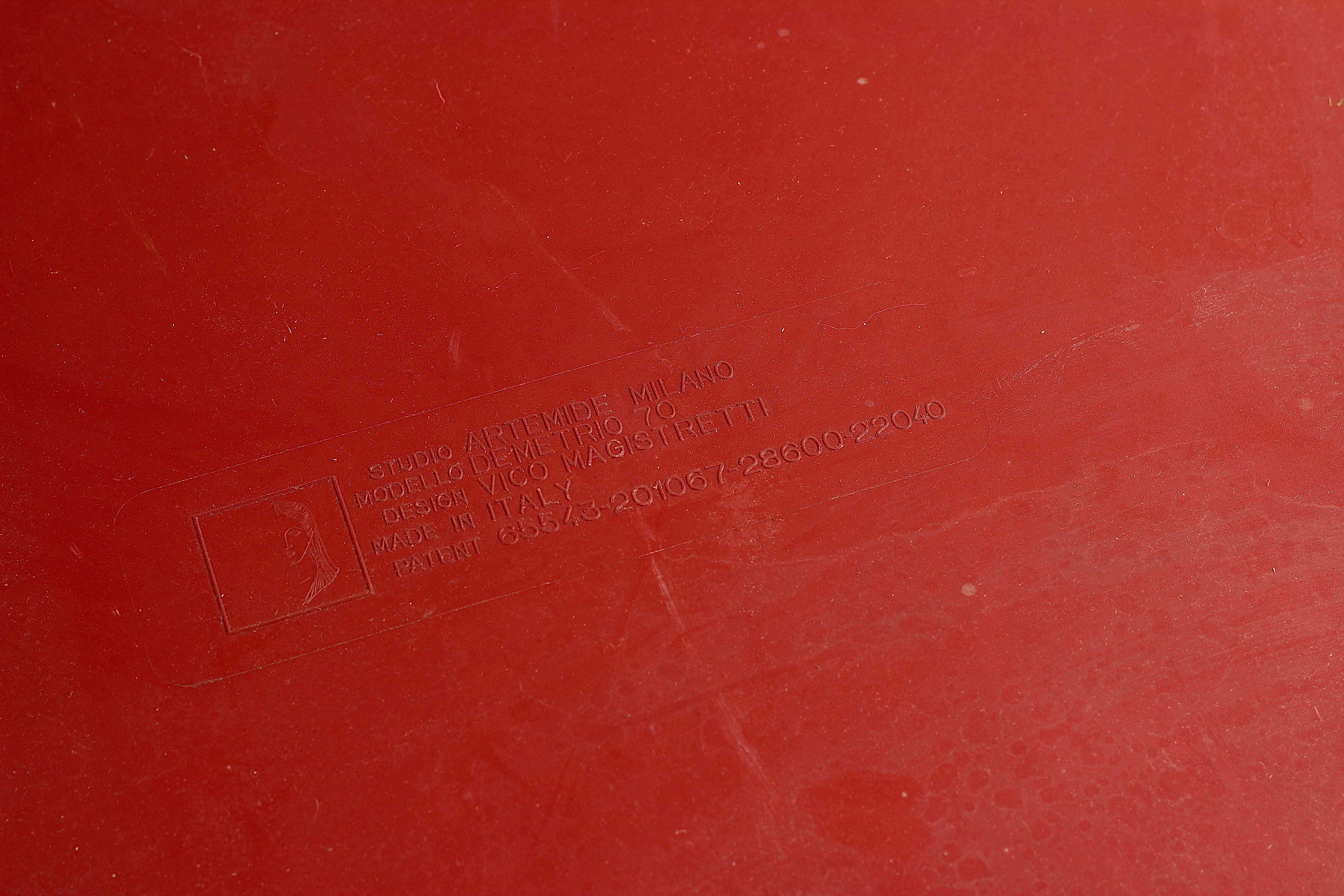 Red Acrylic Coffee Table by Vico Magistretti and Manufactured by Artemide, 1970s 1