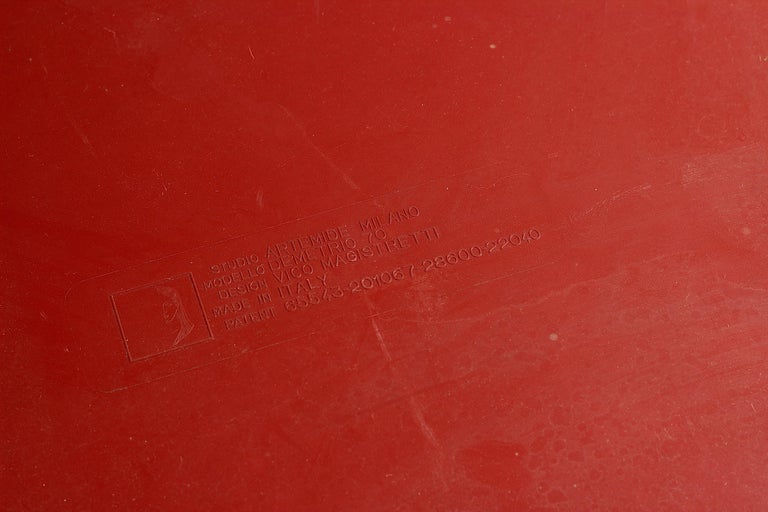 Red Acrylic Coffee Table by Vico Magistretti and Manufactured by