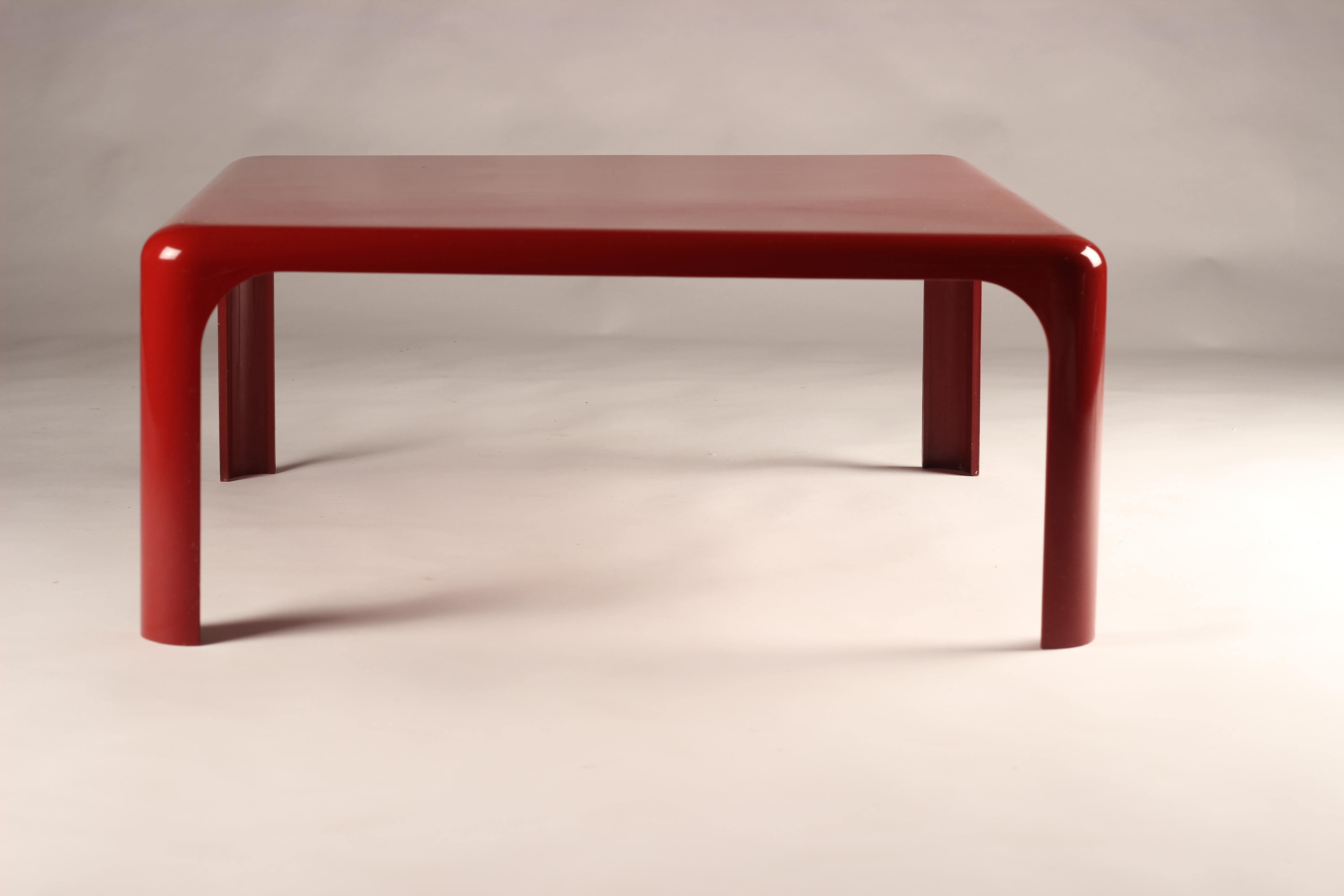 Italian Red Acrylic Coffee Table by Vico Magistretti and Manufactured by Artemide, 1970s