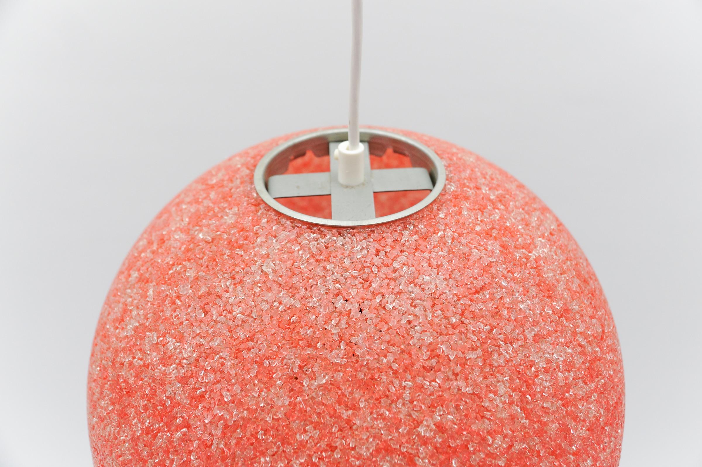 Red Acrylic Granulate Ceiling Lamp, 1960s For Sale 3
