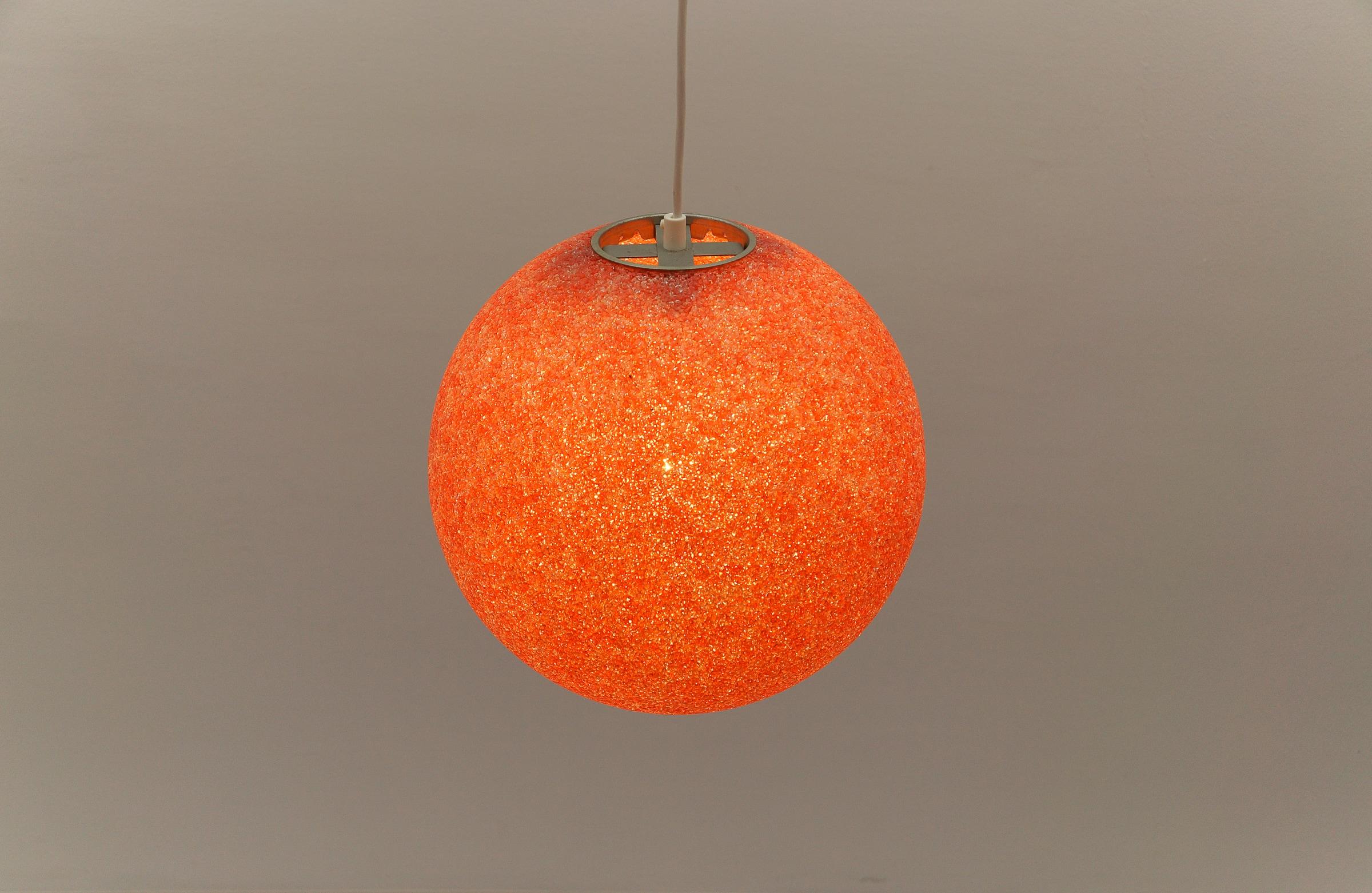 Red Acrylic Granulate Ceiling Lamp, 1960s For Sale 4