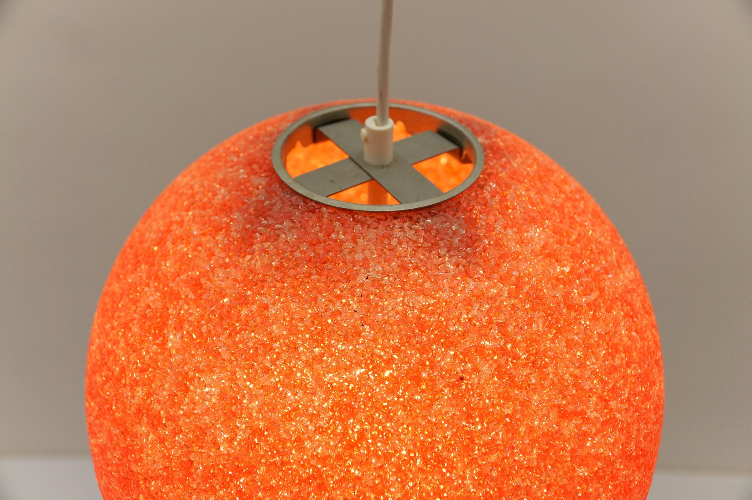 Red Acrylic Granulate Ceiling Lamp, 1960s For Sale 5