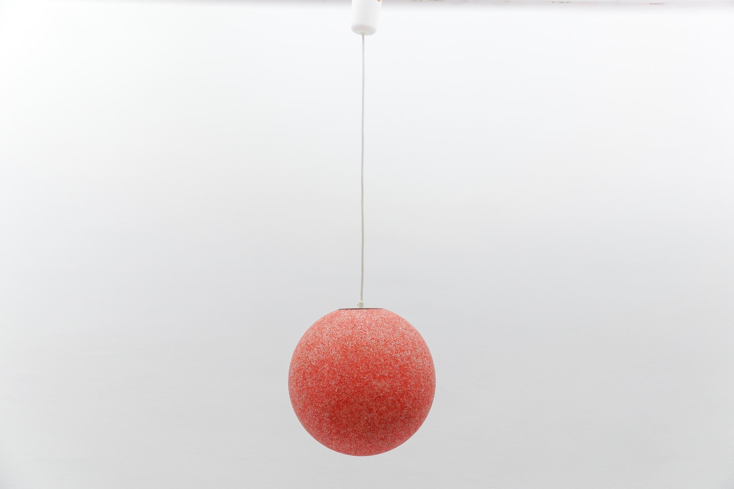 Scandinavian Modern Red Acrylic Granulate Ceiling Lamp, 1960s For Sale