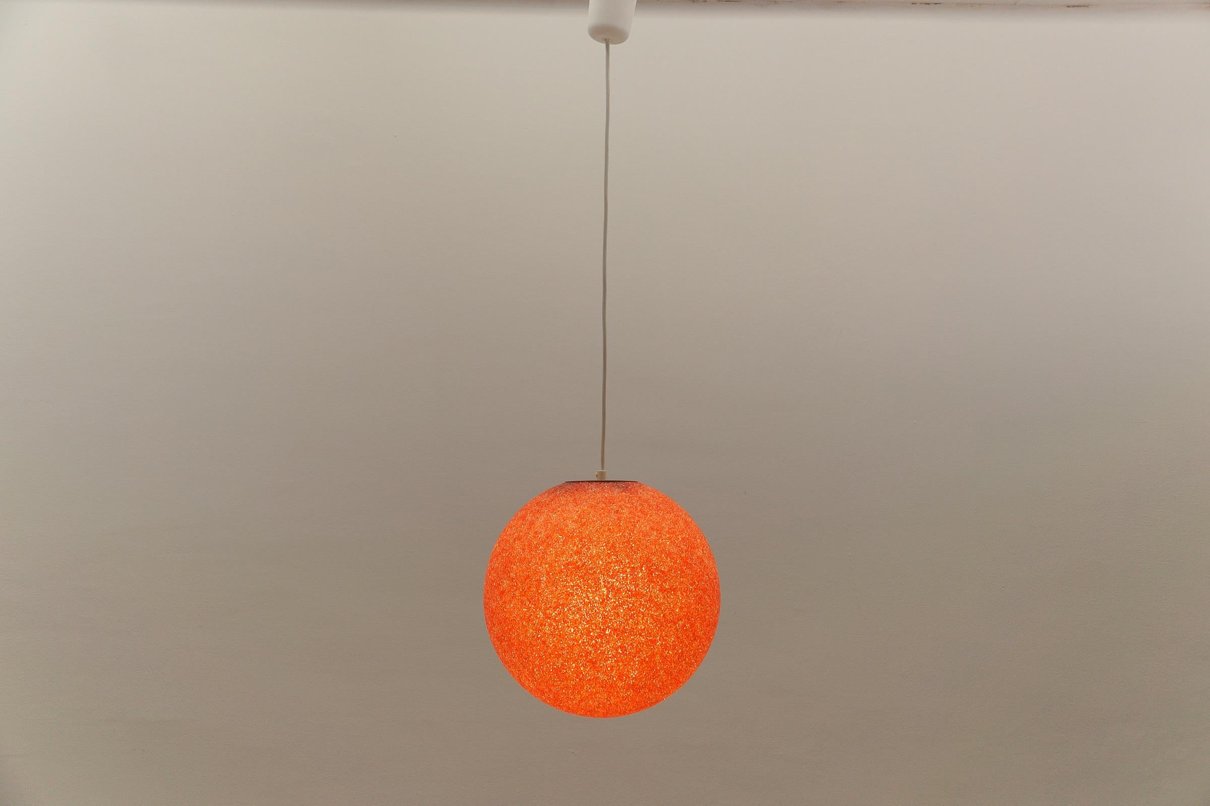 German Red Acrylic Granulate Ceiling Lamp, 1960s For Sale