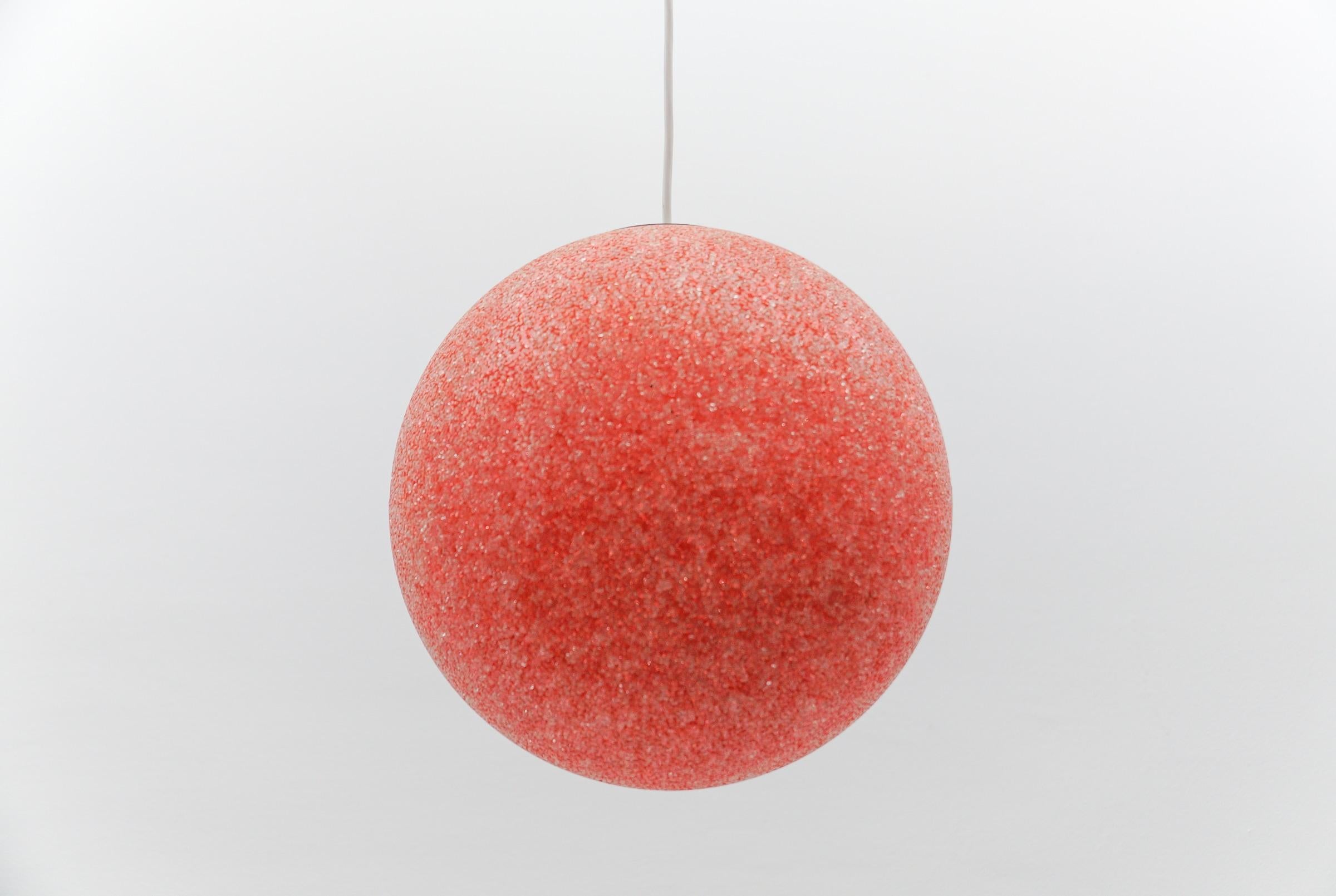 Metal Red Acrylic Granulate Ceiling Lamp, 1960s For Sale