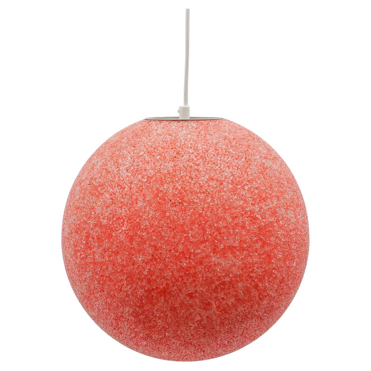Red Acrylic Granulate Ceiling Lamp, 1960s For Sale