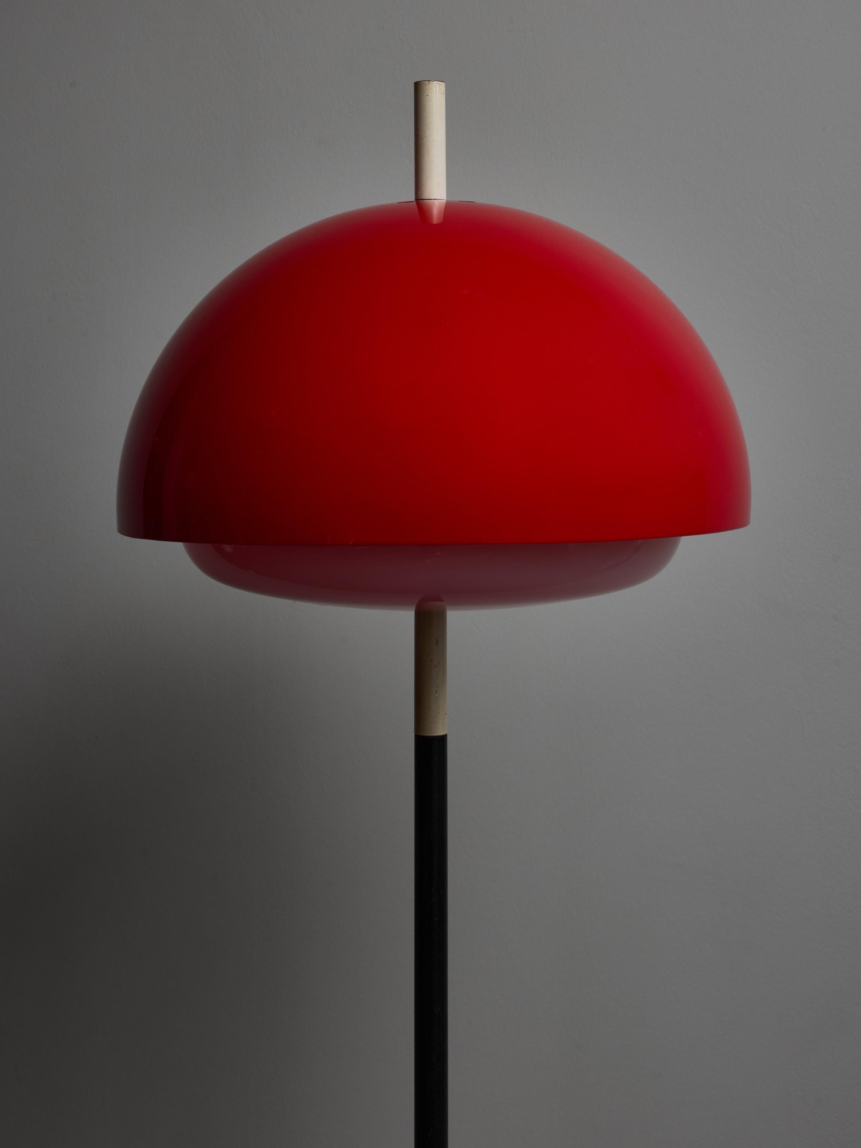 Italian Red Acrylic Shade Vintage 1960s Floor Lamp For Sale