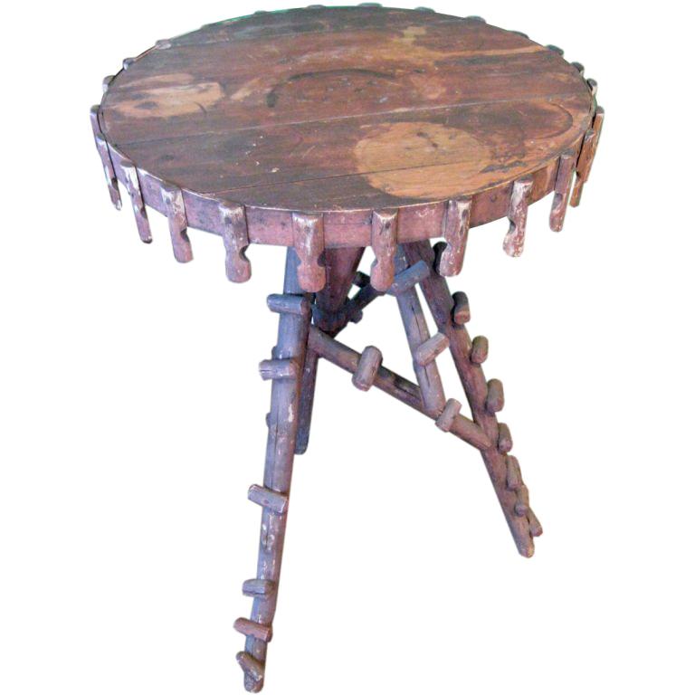 Turn of the Century Adirondack Twig Table in Red Paint