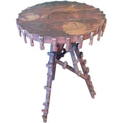 Vintage Turn of the Century Adirondack Twig Table in Red Paint