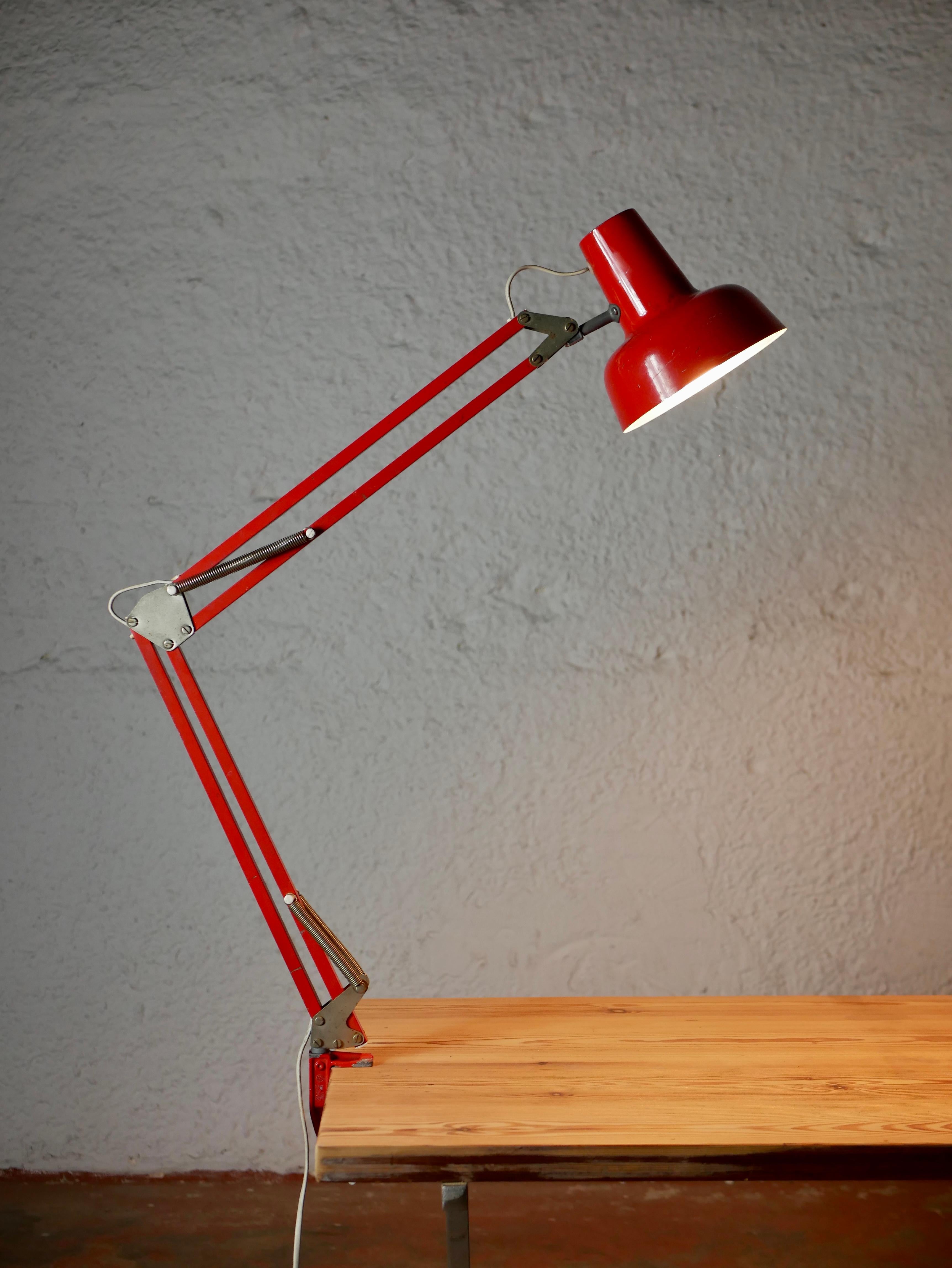 German Red Adjustable Desk Lamp from RDA, 1970