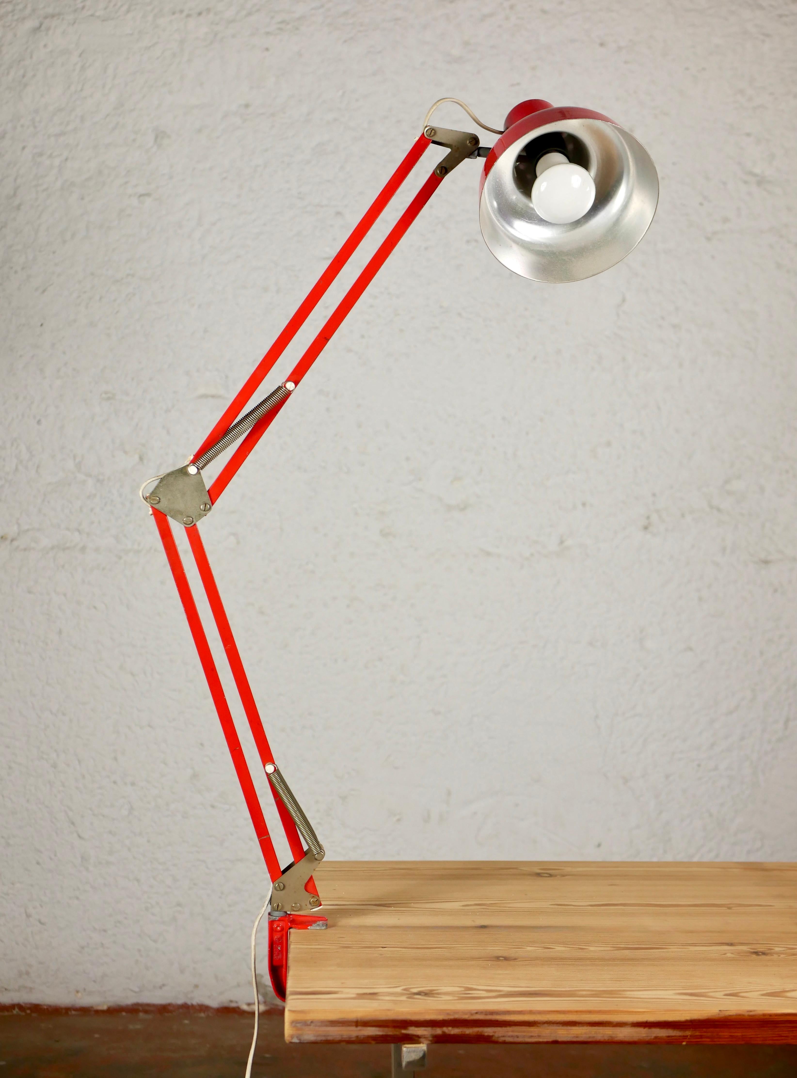 Late 20th Century Red Adjustable Desk Lamp from RDA, 1970