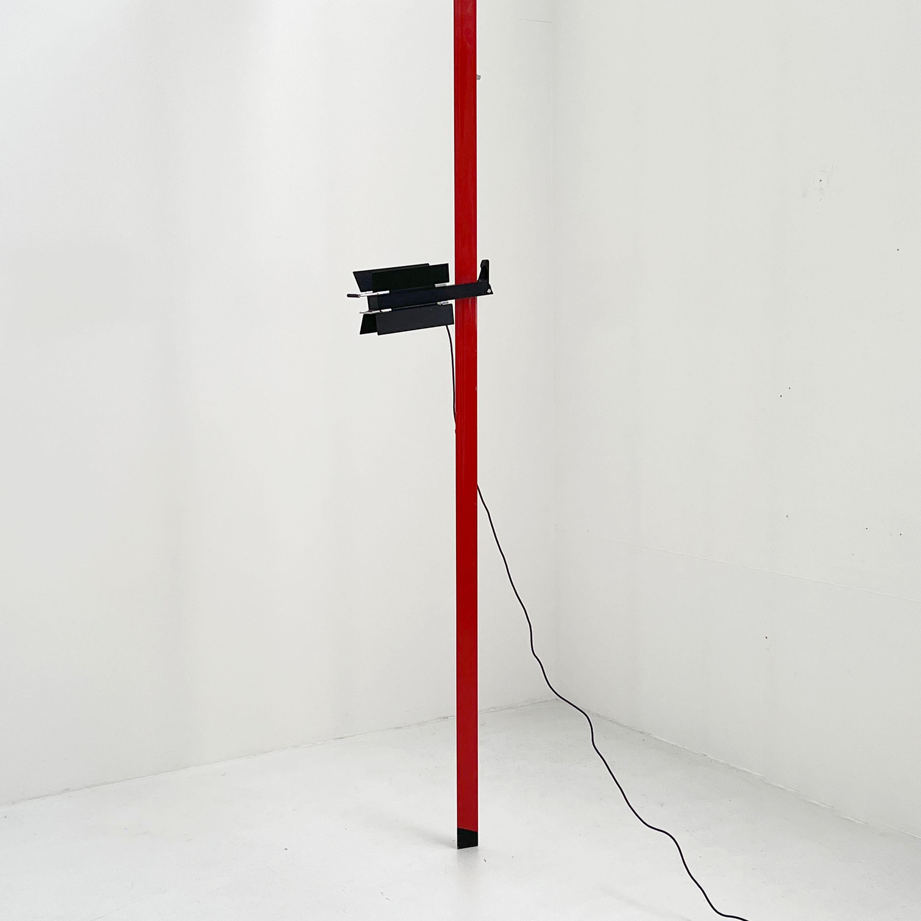Italian Red Adjustable Floor-to-Ceiling Light from Lumenform, 1980s