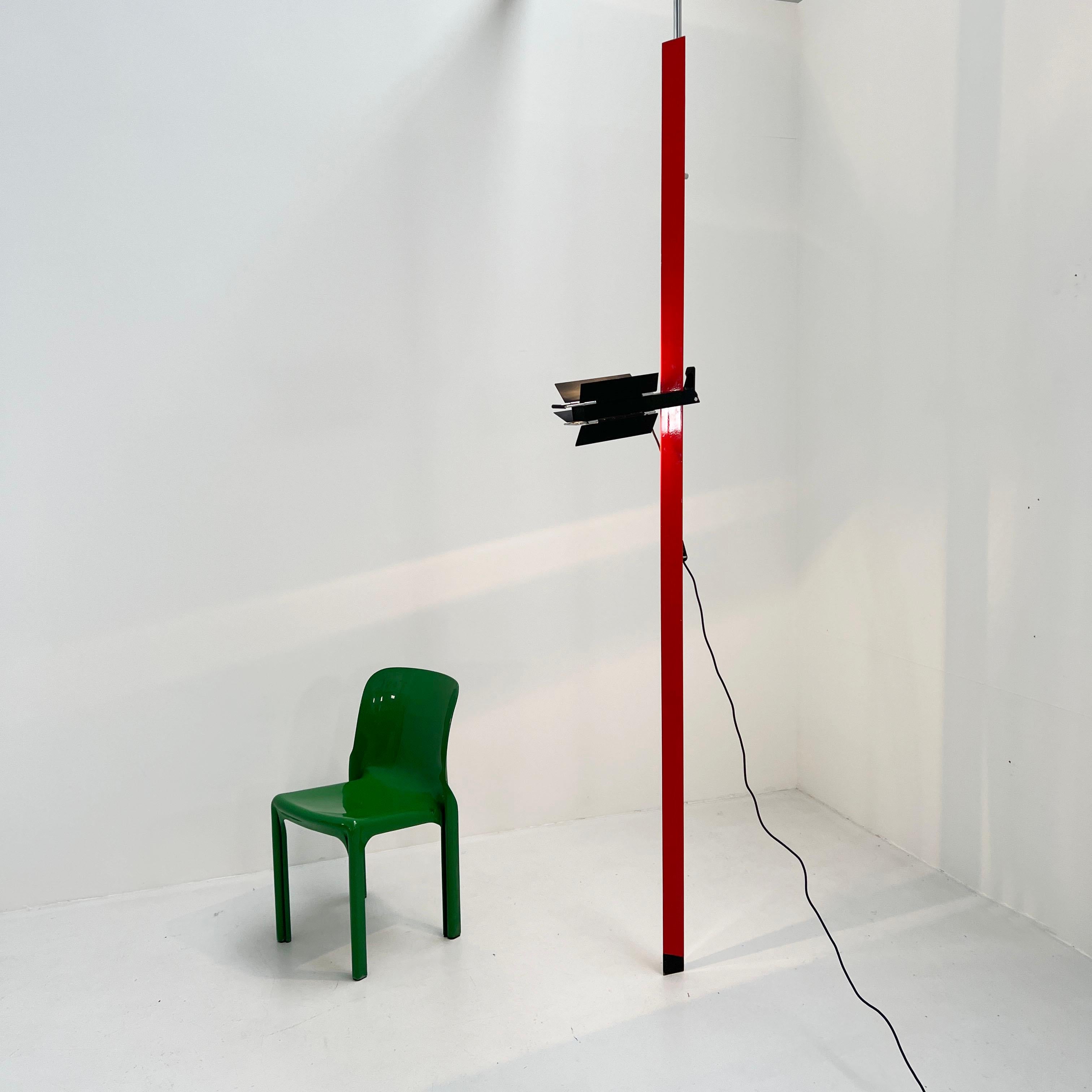 Late 20th Century Red Adjustable Floor-to-Ceiling Light from Lumenform, 1980s