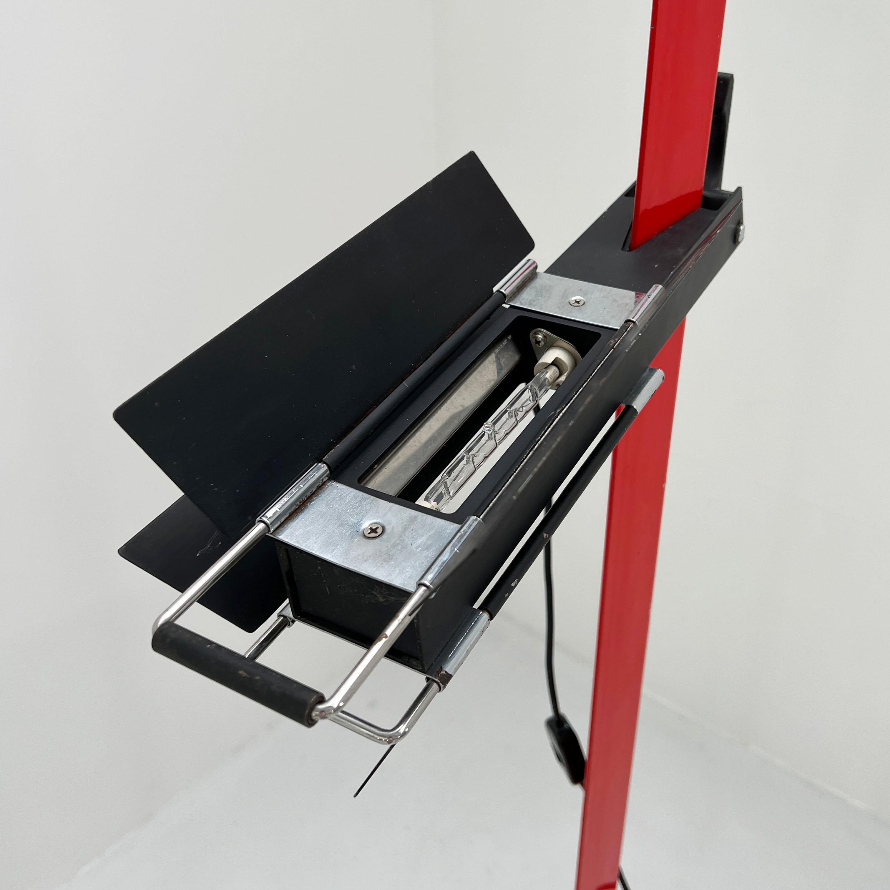 Metal Red Adjustable Floor-to-Ceiling Light from Lumenform, 1980s
