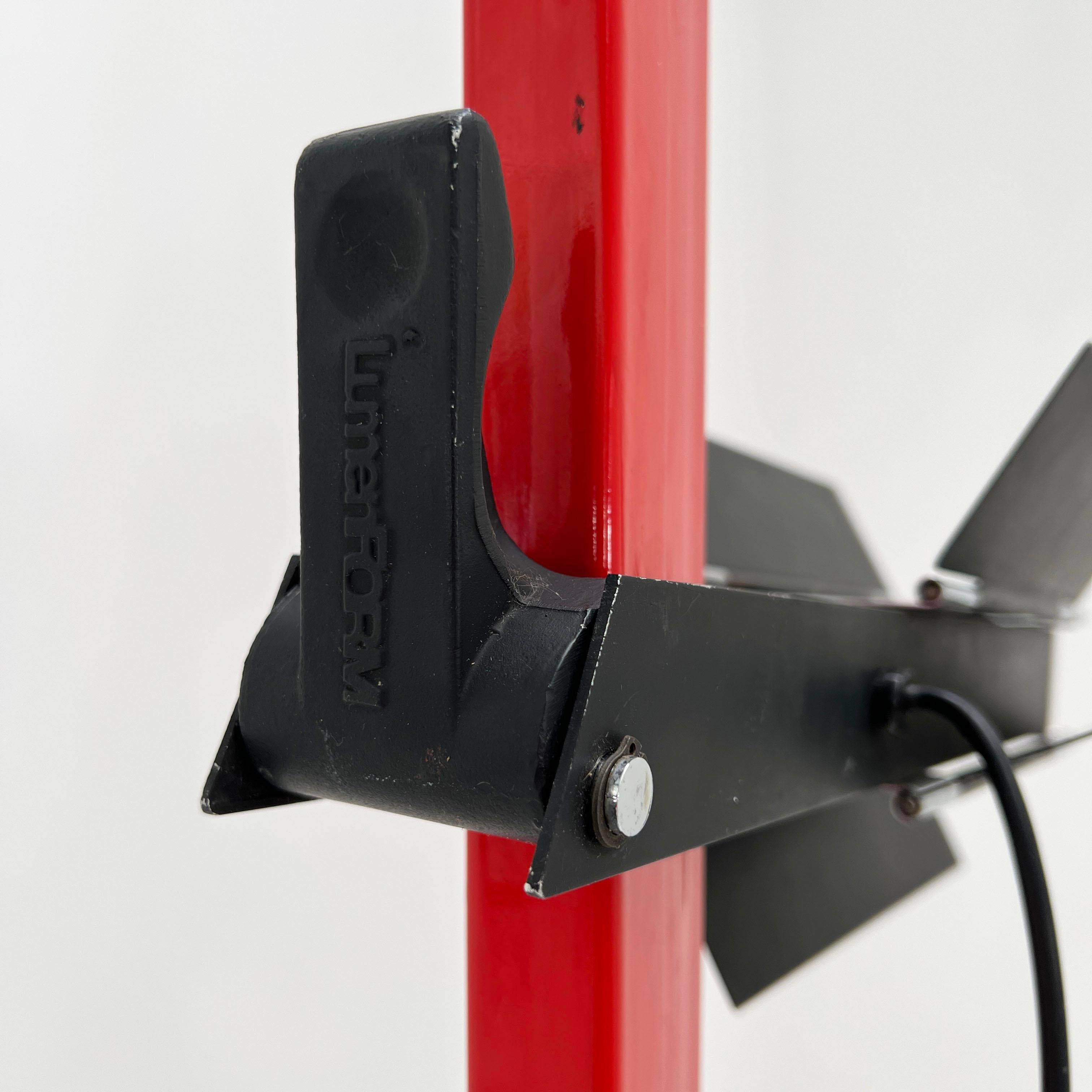 Red Adjustable Floor-to-Ceiling Light from Lumenform, 1980s 1