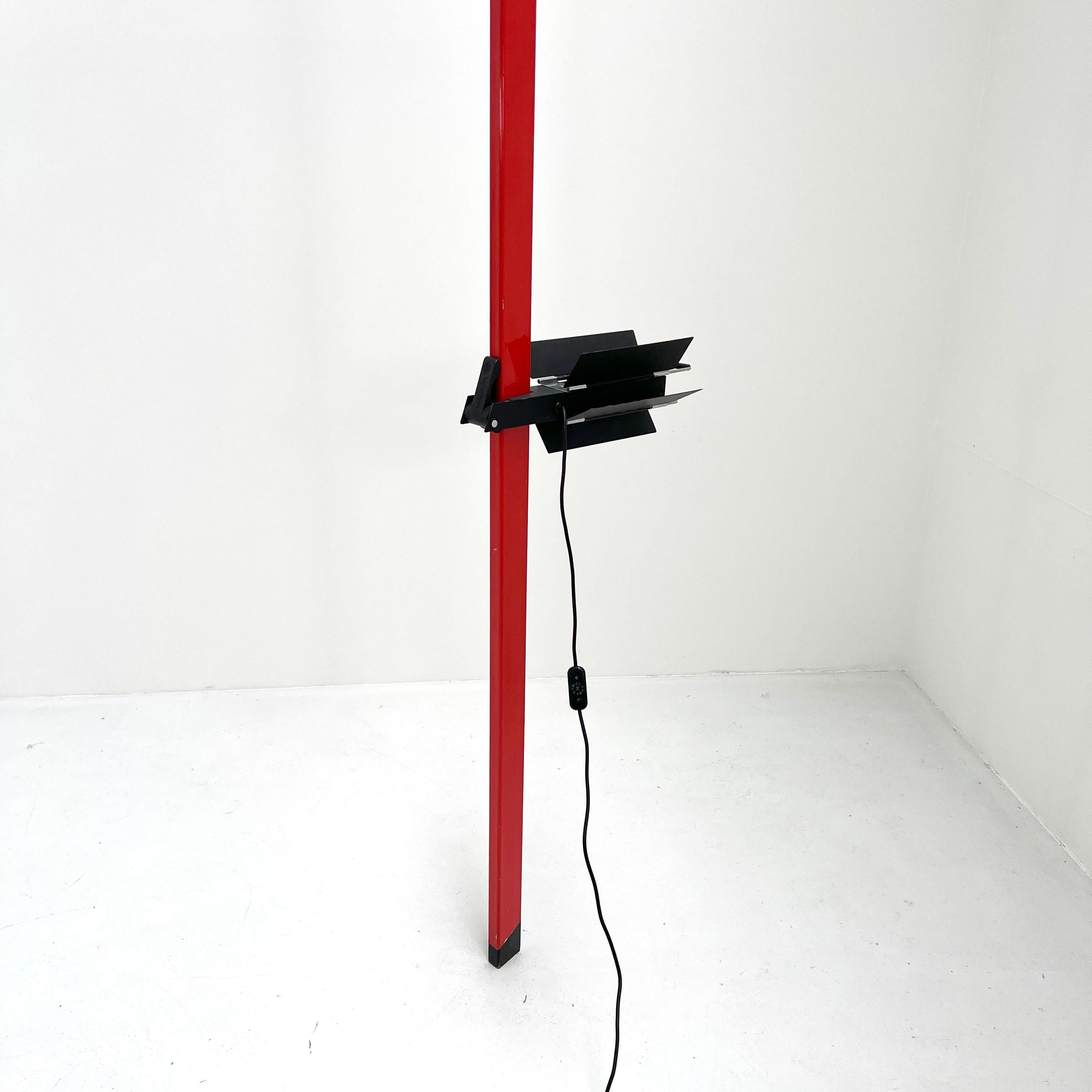 Red Adjustable Floor-to-Ceiling Light from Lumenform, 1980s 2