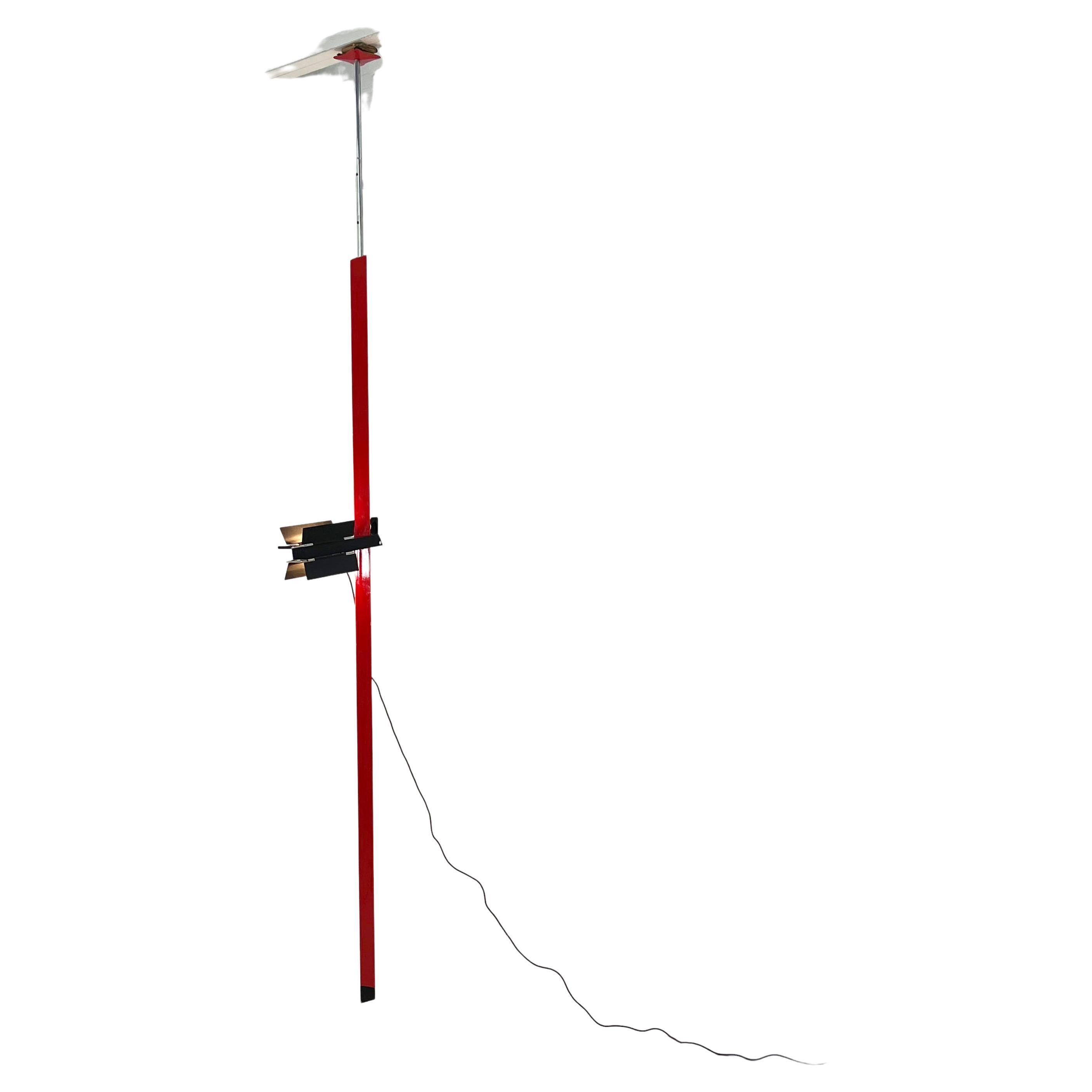 Red Adjustable Floor-to-Ceiling Light from Lumenform, 1980s