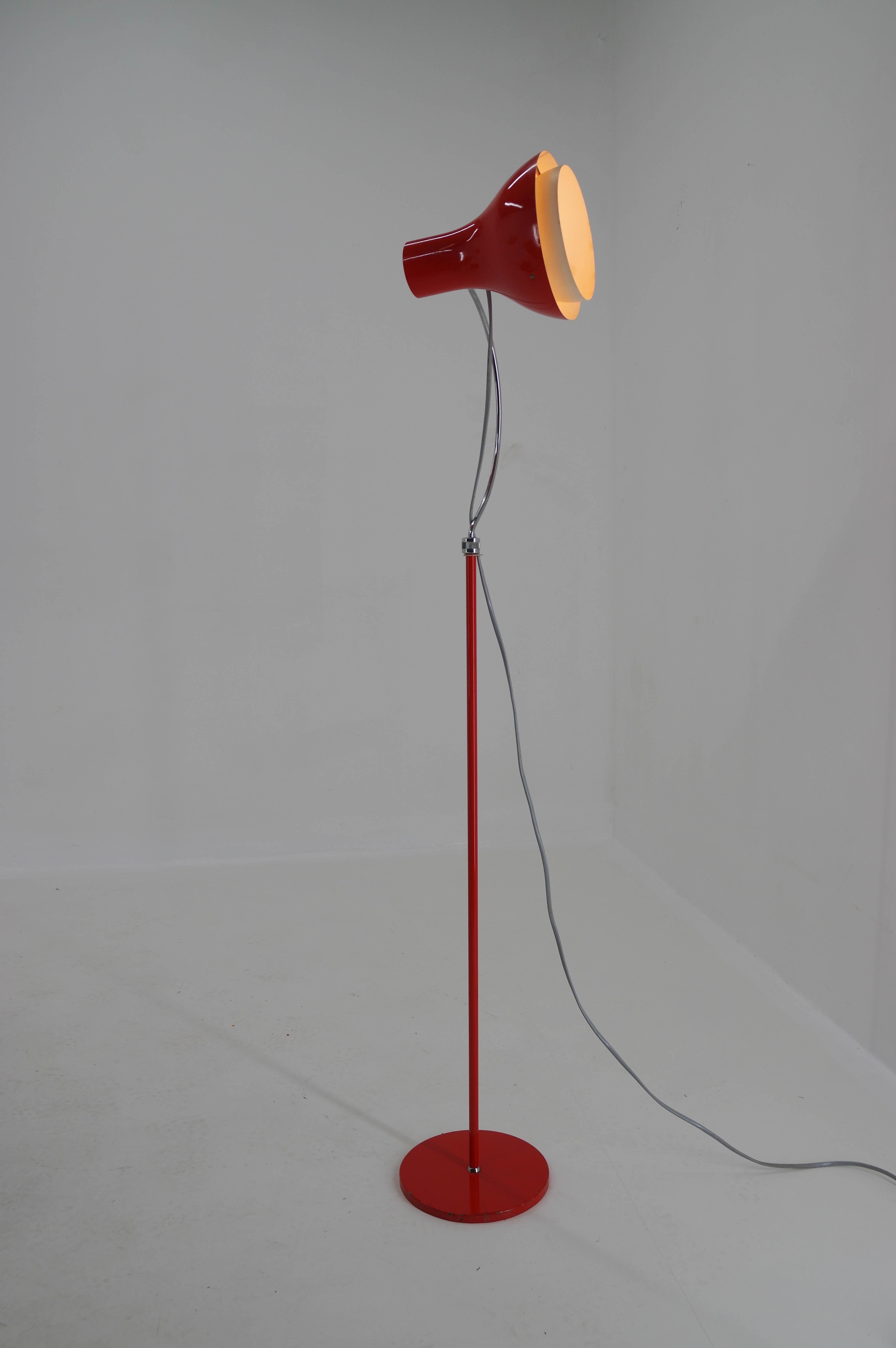 Czech Red Adjustable Height Floor Lamp by Josef Hurka for Napako, 1960s