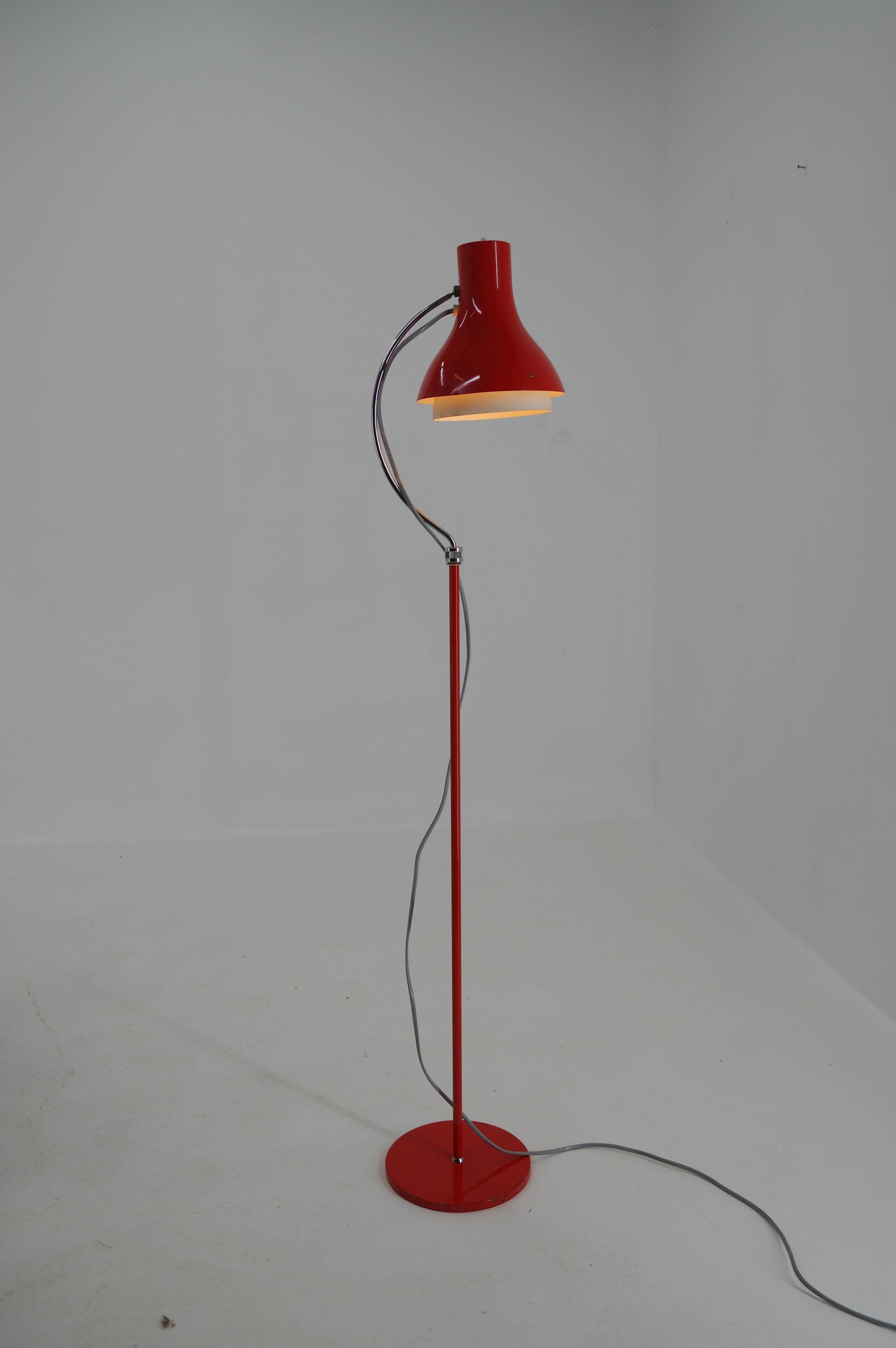 Metal Red Adjustable Height Floor Lamp by Josef Hurka for Napako, 1960s