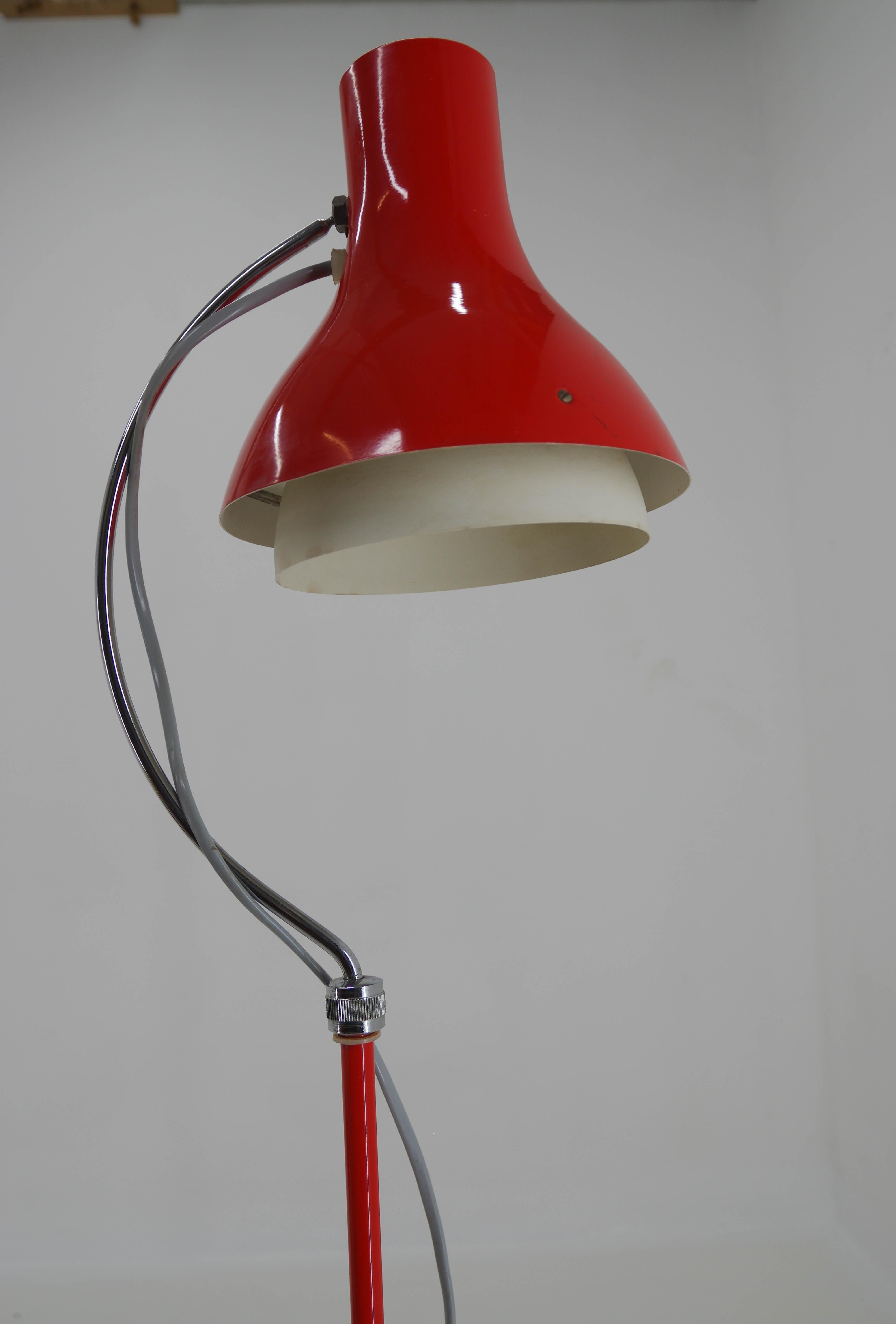 Red Adjustable Height Floor Lamp by Josef Hurka for Napako, 1960s 2