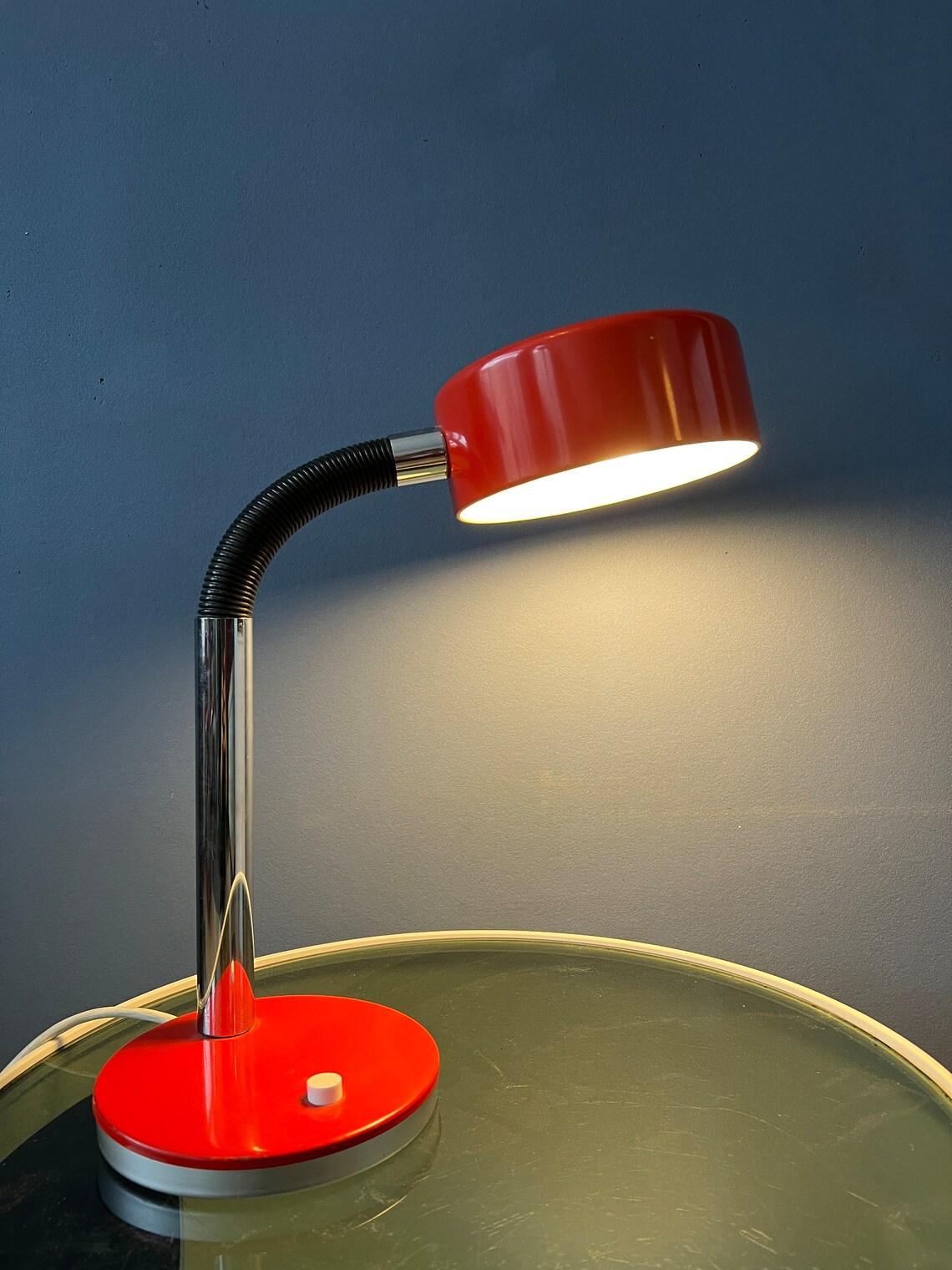 Red Adjustable Mid Century Cosack Table Lamp, 1970s In Excellent Condition For Sale In ROTTERDAM, ZH
