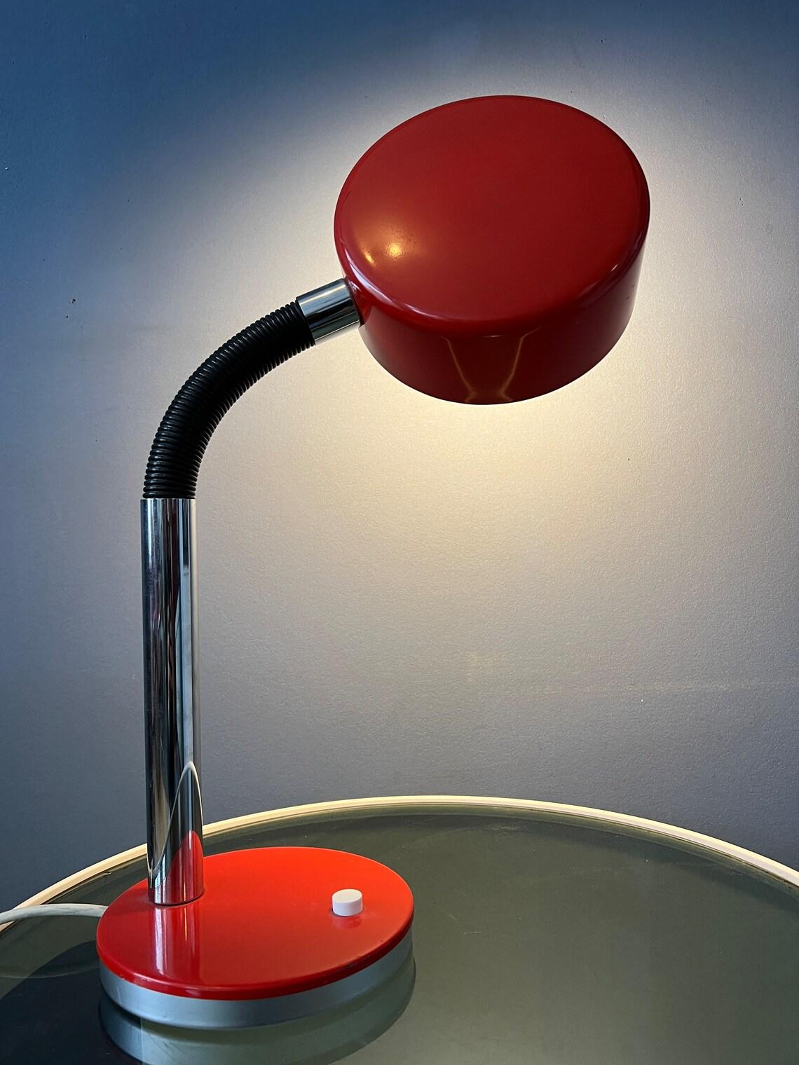 20th Century Red Adjustable Mid Century Cosack Table Lamp, 1970s For Sale
