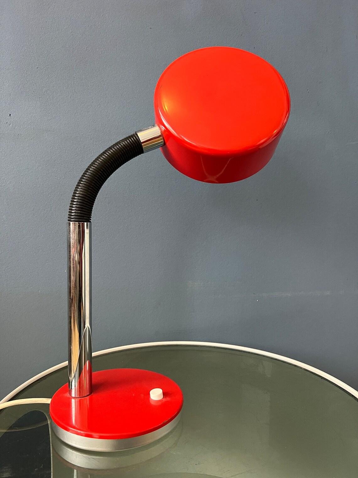 Metal Red Adjustable Mid Century Cosack Table Lamp, 1970s For Sale