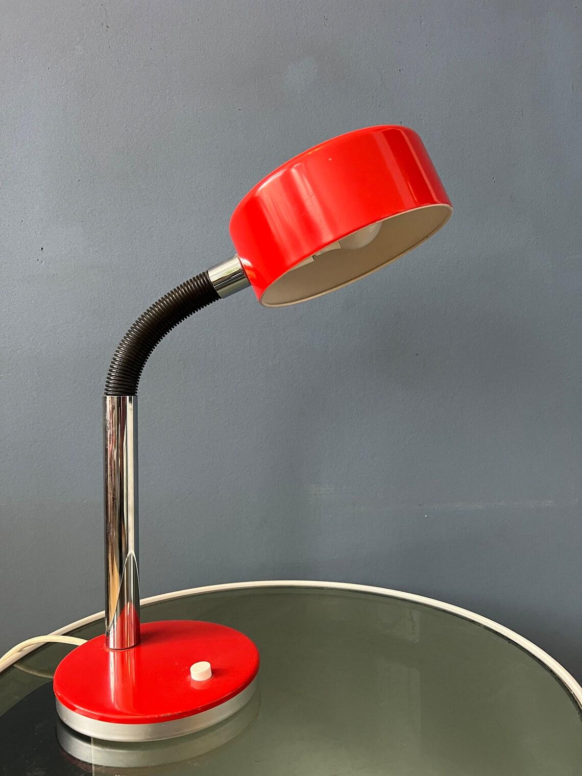 Red Adjustable Mid Century Cosack Table Lamp, 1970s For Sale 4