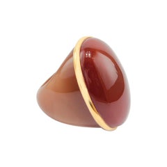 Red Agate 18 Karat Gold Dome Ring