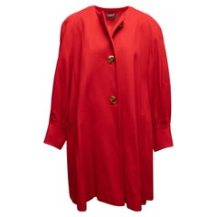 Red Akris Cashmere Swing Coat & Matching Scarf Size US 10