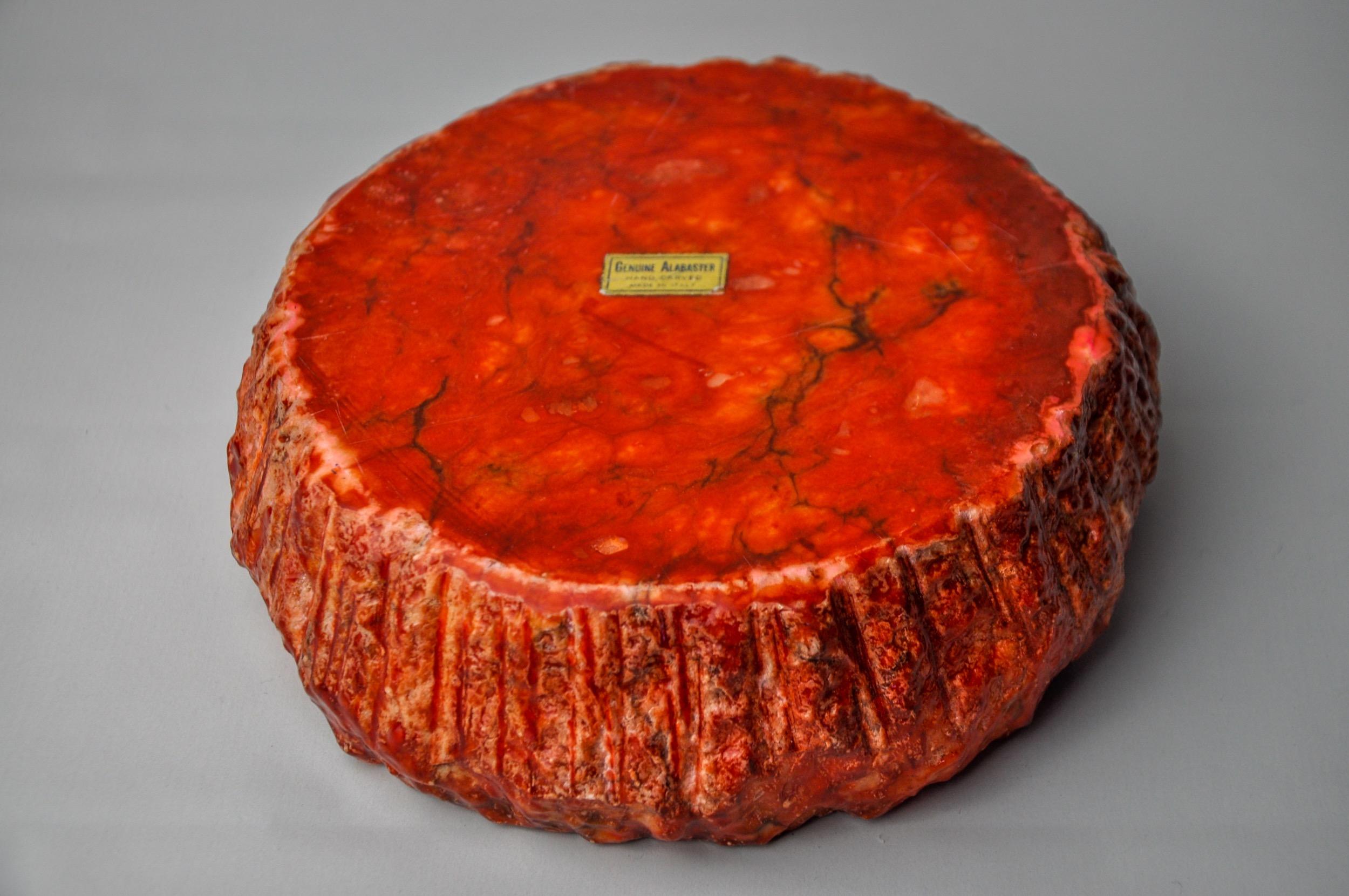 Pietra Posacenere in alabastro rosso di Romano Bianchi, Italia, 1970 in vendita