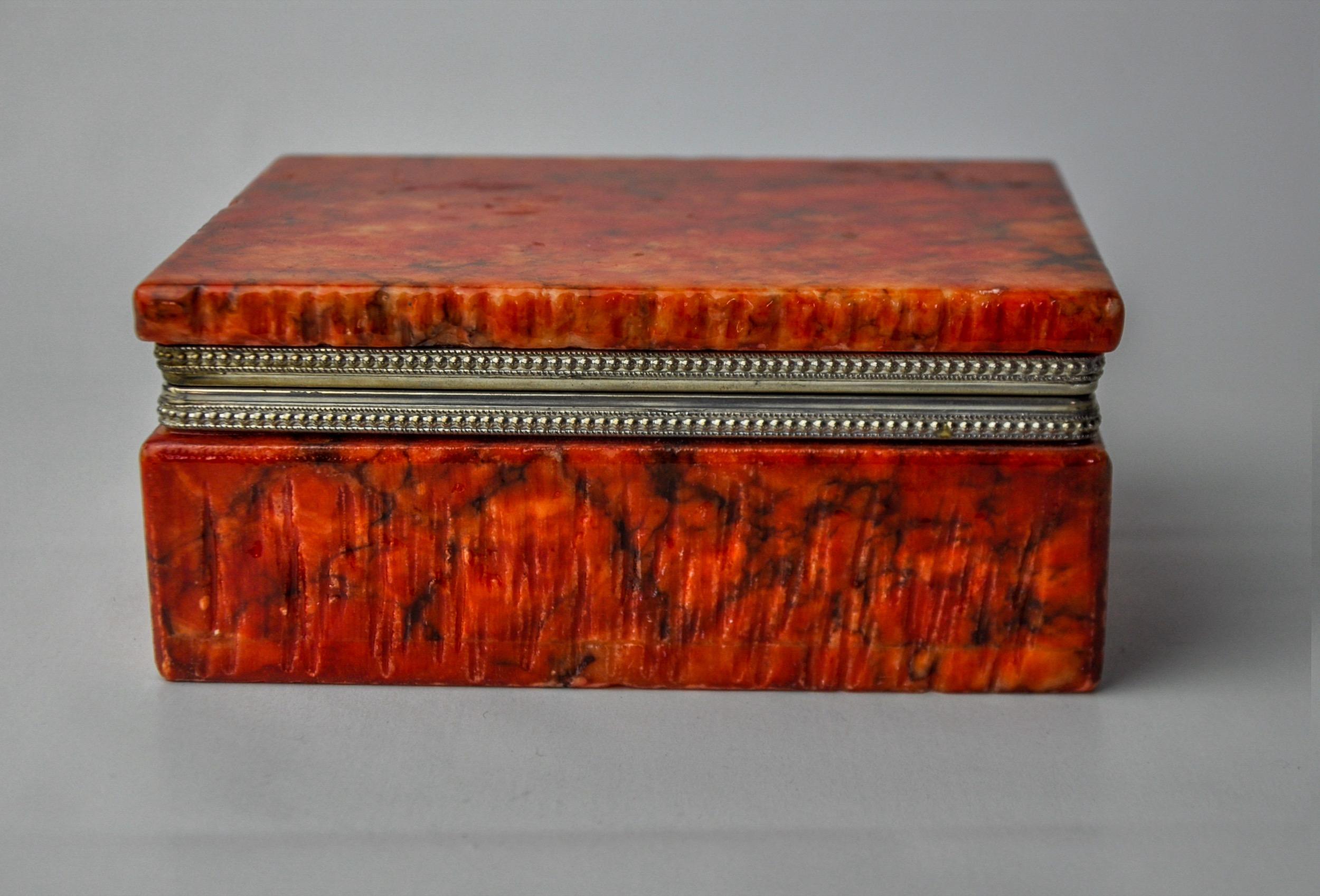 Caja de alabastro rojo de Romano Bianchi, Italia, 1970 Italiano en venta