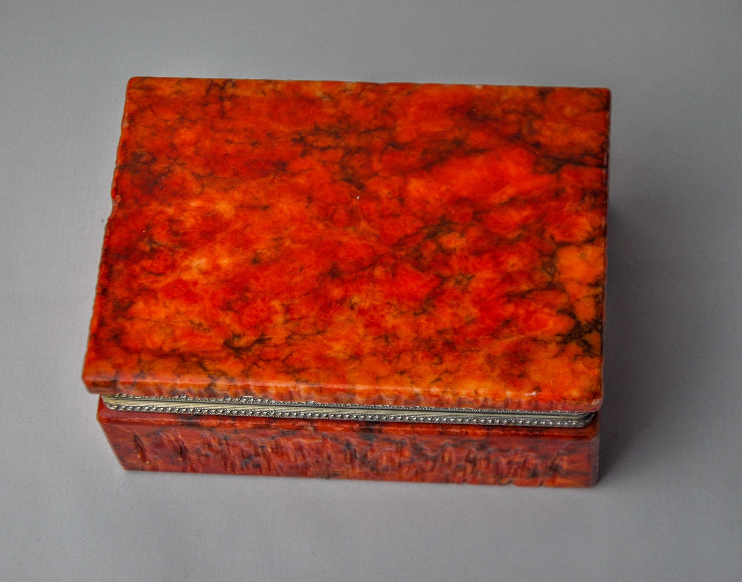 Caja de alabastro rojo de Romano Bianchi, Italia, 1970 finales del siglo XX en venta