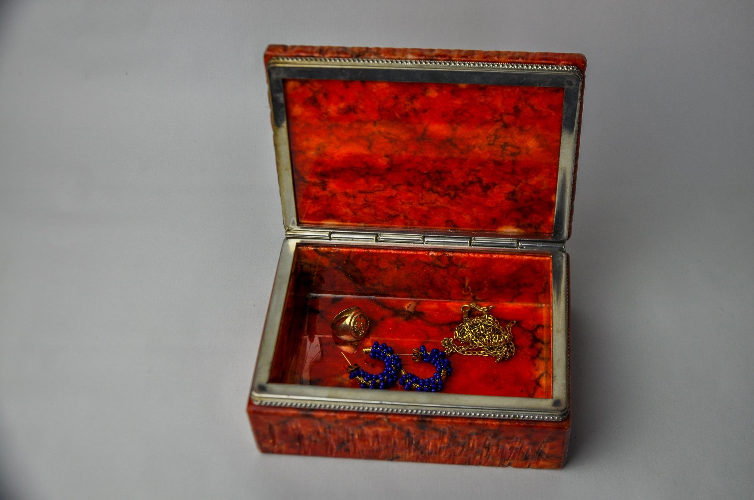 Caja de alabastro rojo de Romano Bianchi, Italia, 1970 en venta 1