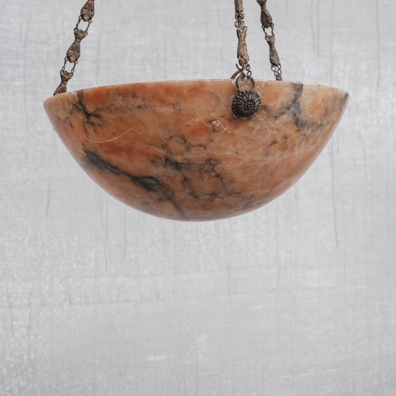 Red Alabaster French Antique Plafonnier Pendant Light 4