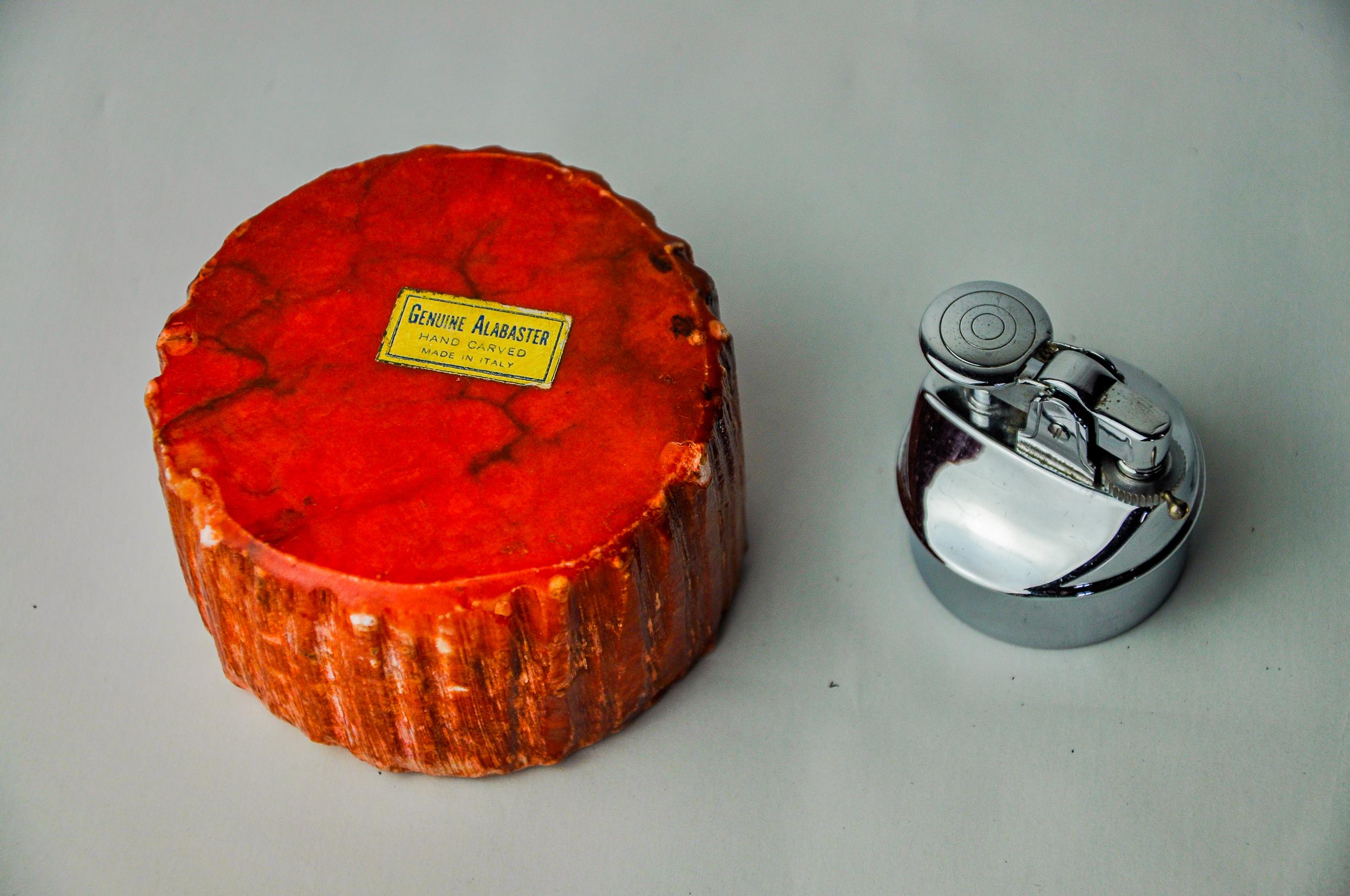 Pietra Accendino in alabastro rosso di Romano Bianchi, Italia, 1970 in vendita