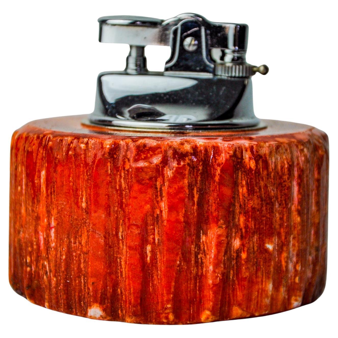 Red alabaster lighter by Romano Bianchi, Italy, 1970