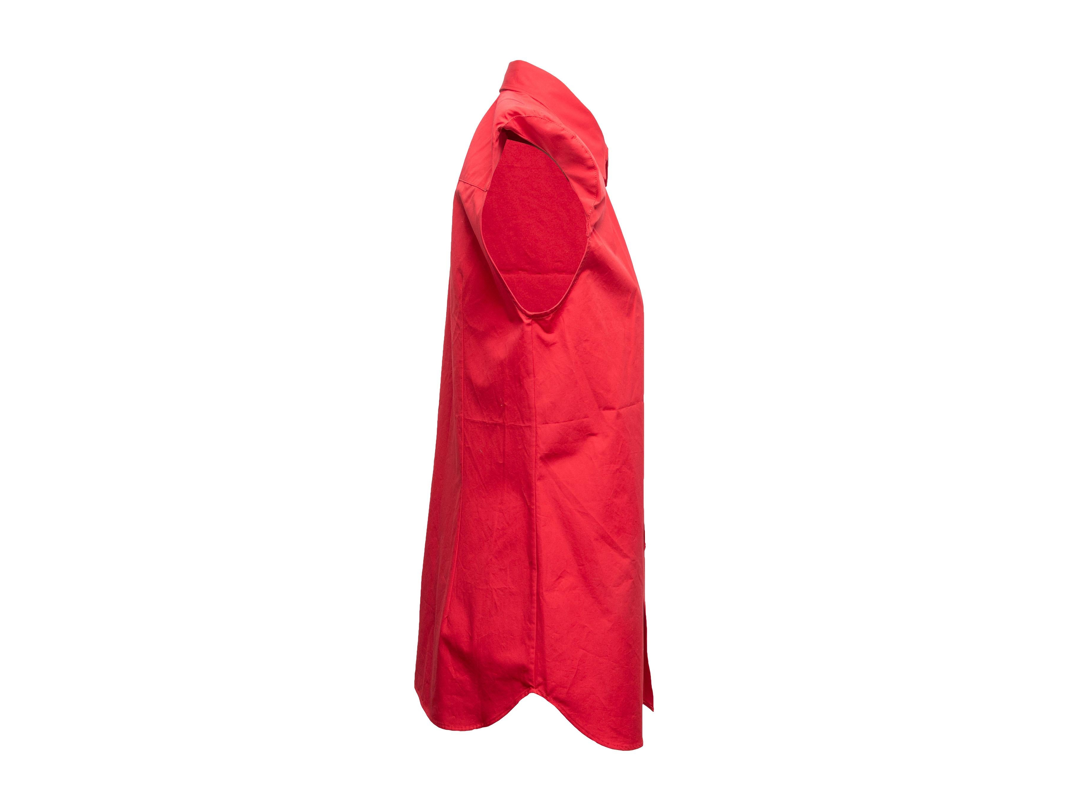 Rosso Top senza maniche button-up rosso Alain Paul taglia US L. in vendita