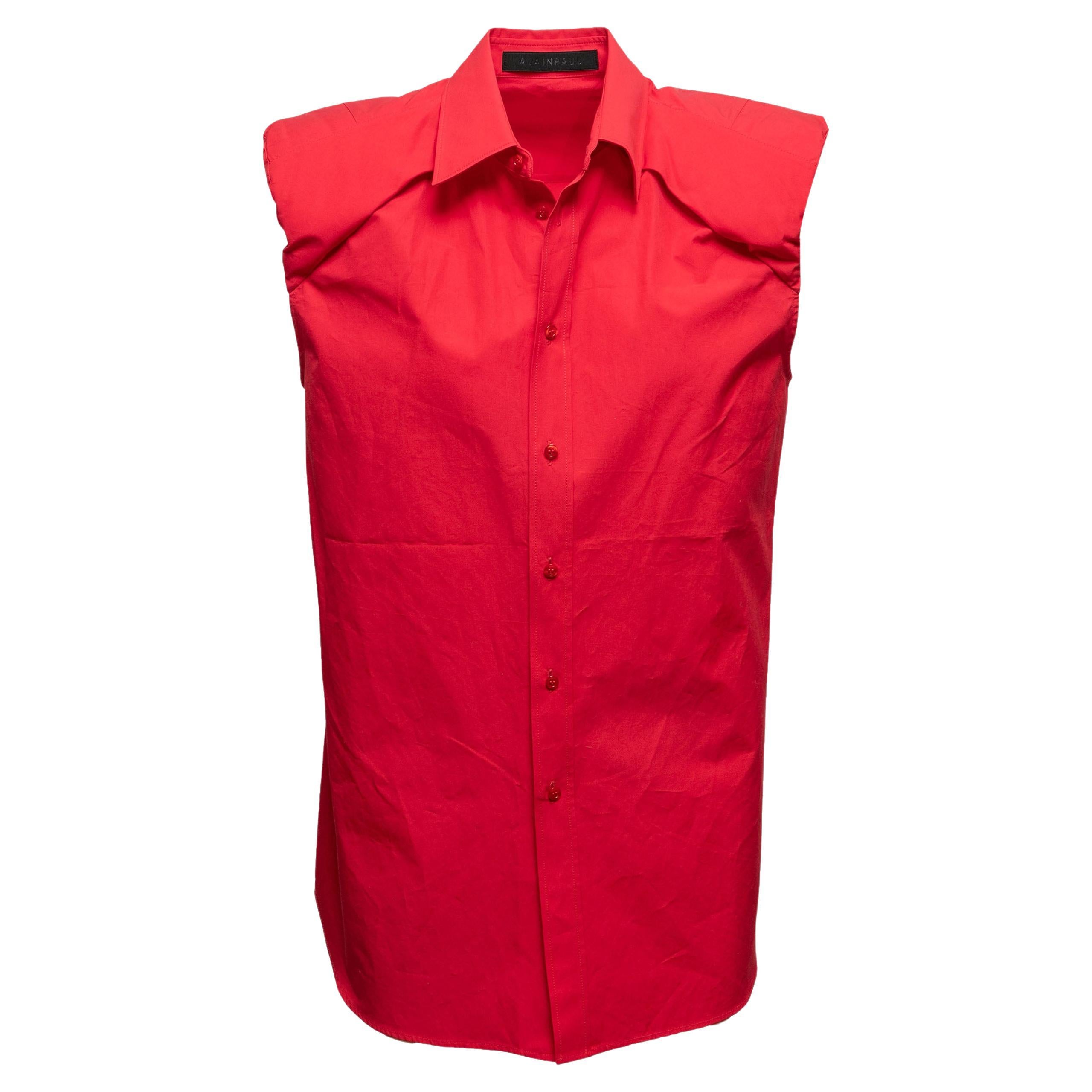 Red Alain Paul Sleeveless Button-Up Top Size US L