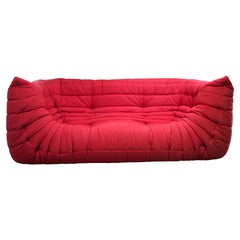 Used Red Alcantara Three-Seater Togo Sofa with Arms by Ligne Roset, 2006