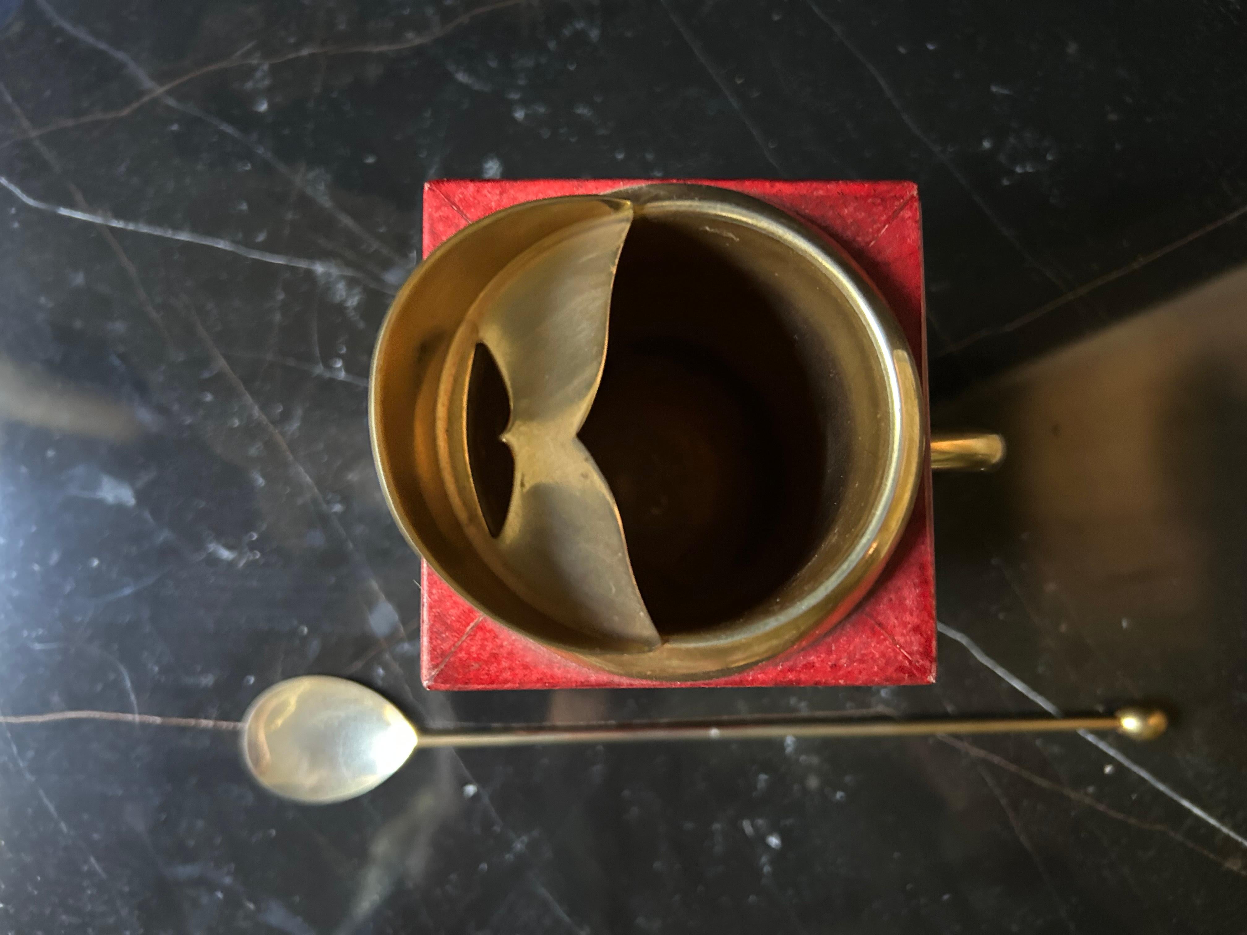 Goatskin Red Aldo Tura Mixing Pitcher / Jug with Stirring Spoon, Italy 1970's For Sale