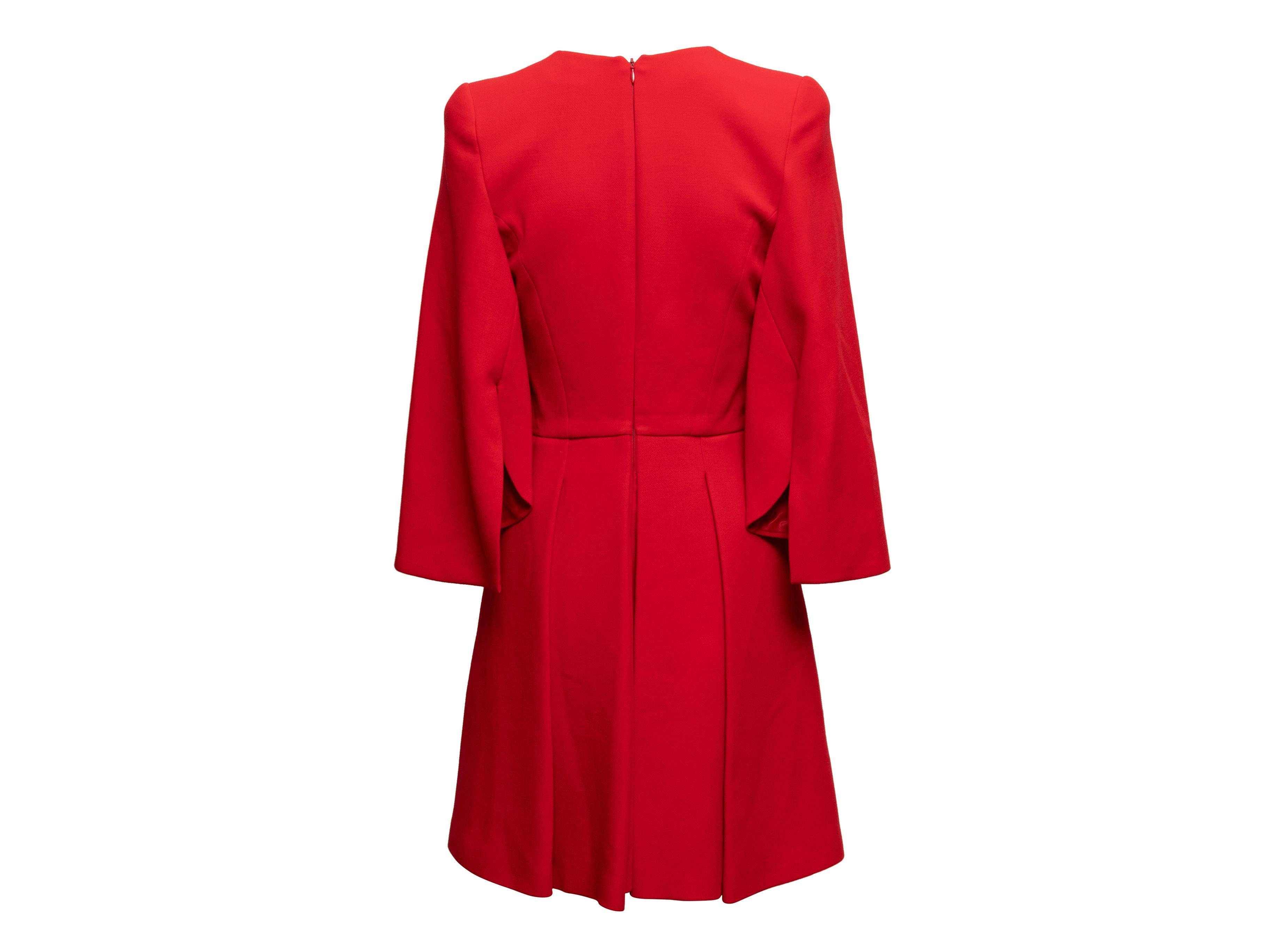 Women's Red Alexander McQueen A-Line Cape Sleeve Dress Size IT 42